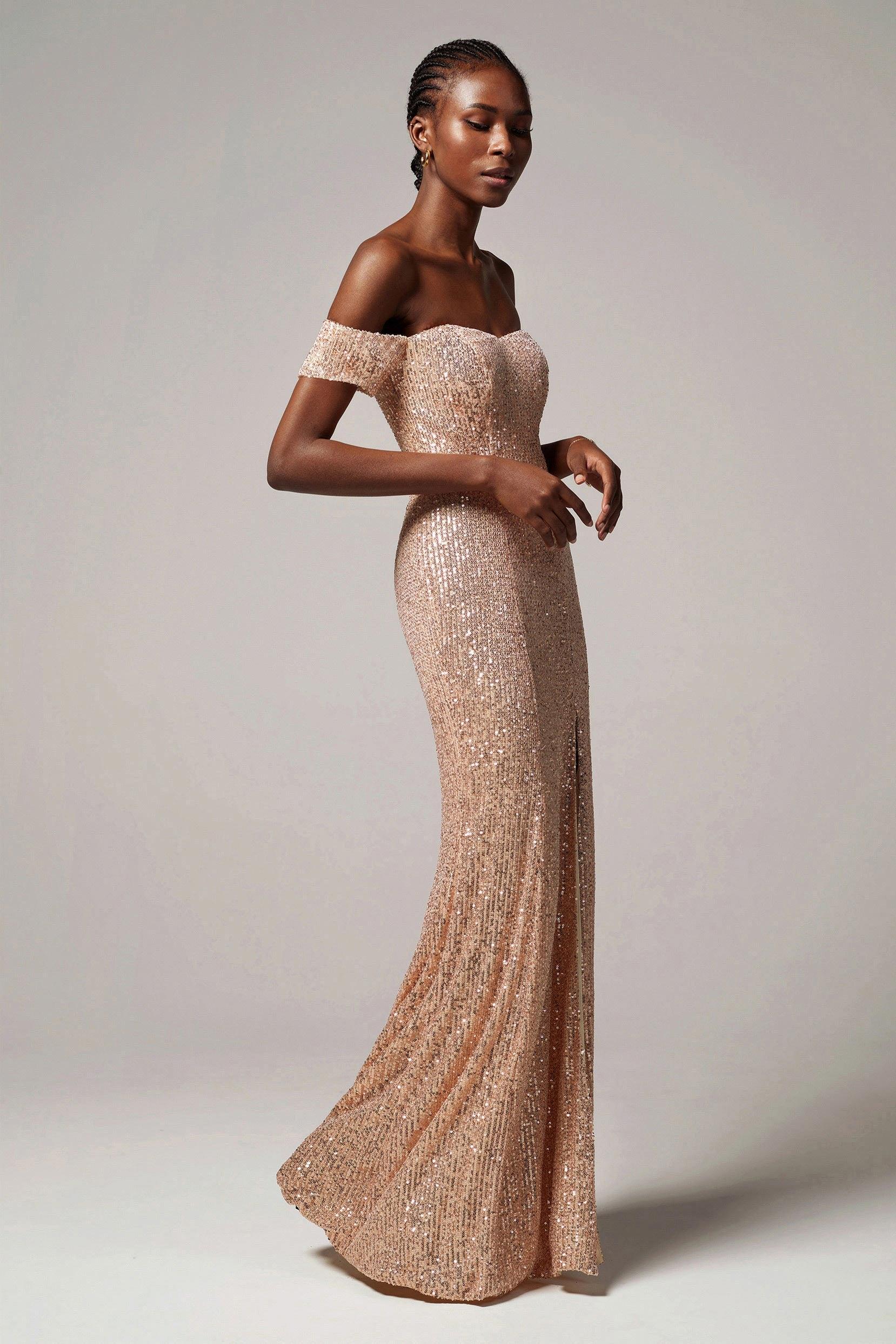 Sheath-Column Floor Length Sequined Dress CS0265 - COCOMELODY