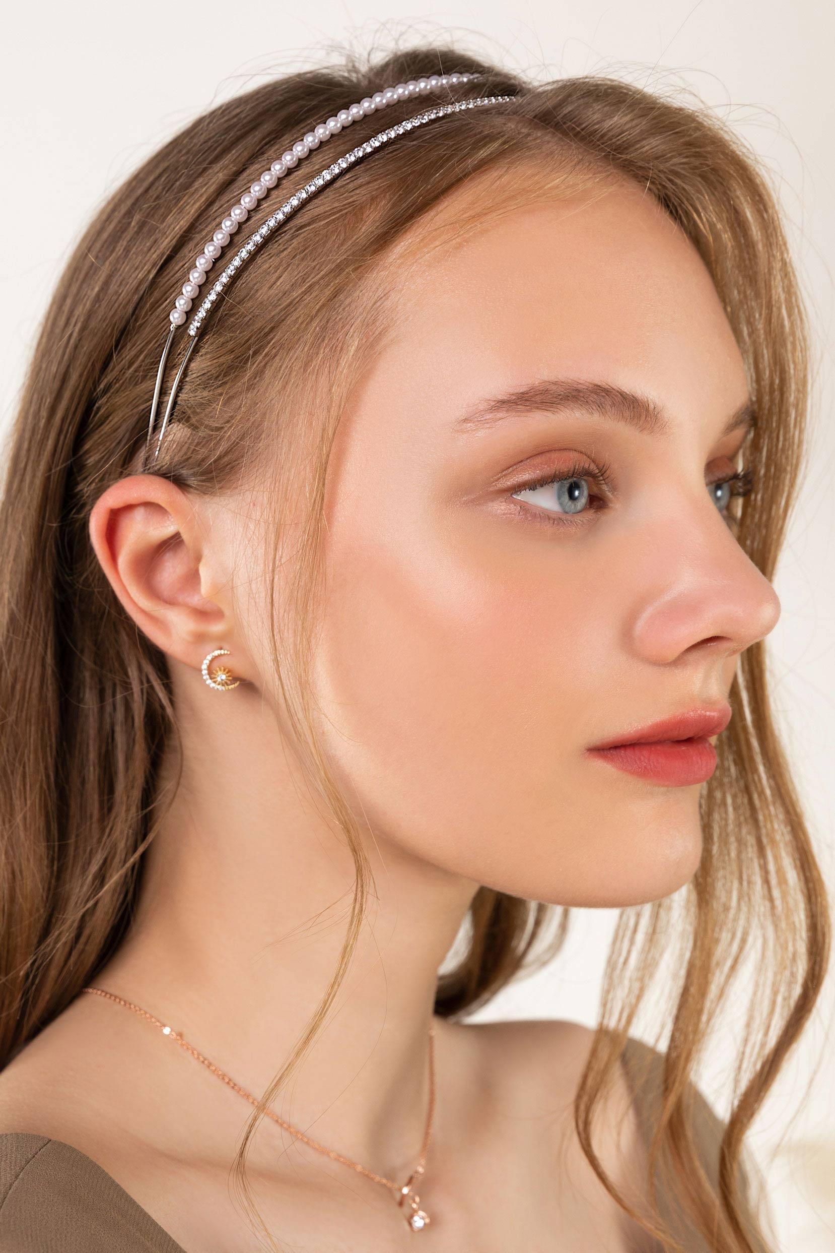 Alloy Headbands with Imitation Pearl Rhinestone CH0336 - COCOMELODY
