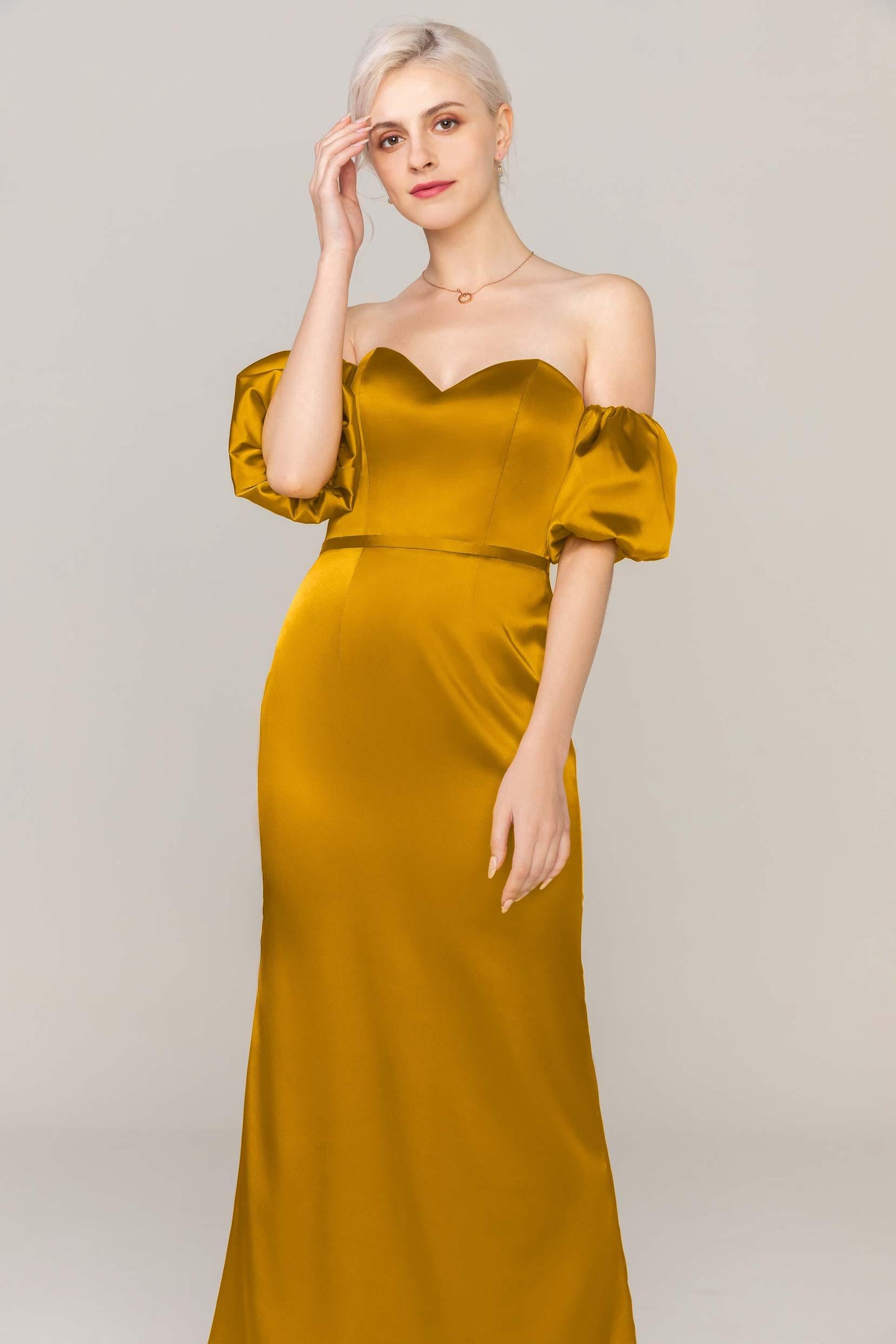 Sheath Ankle Length Luxe Satin Dress CS0306 - COCOMELODY