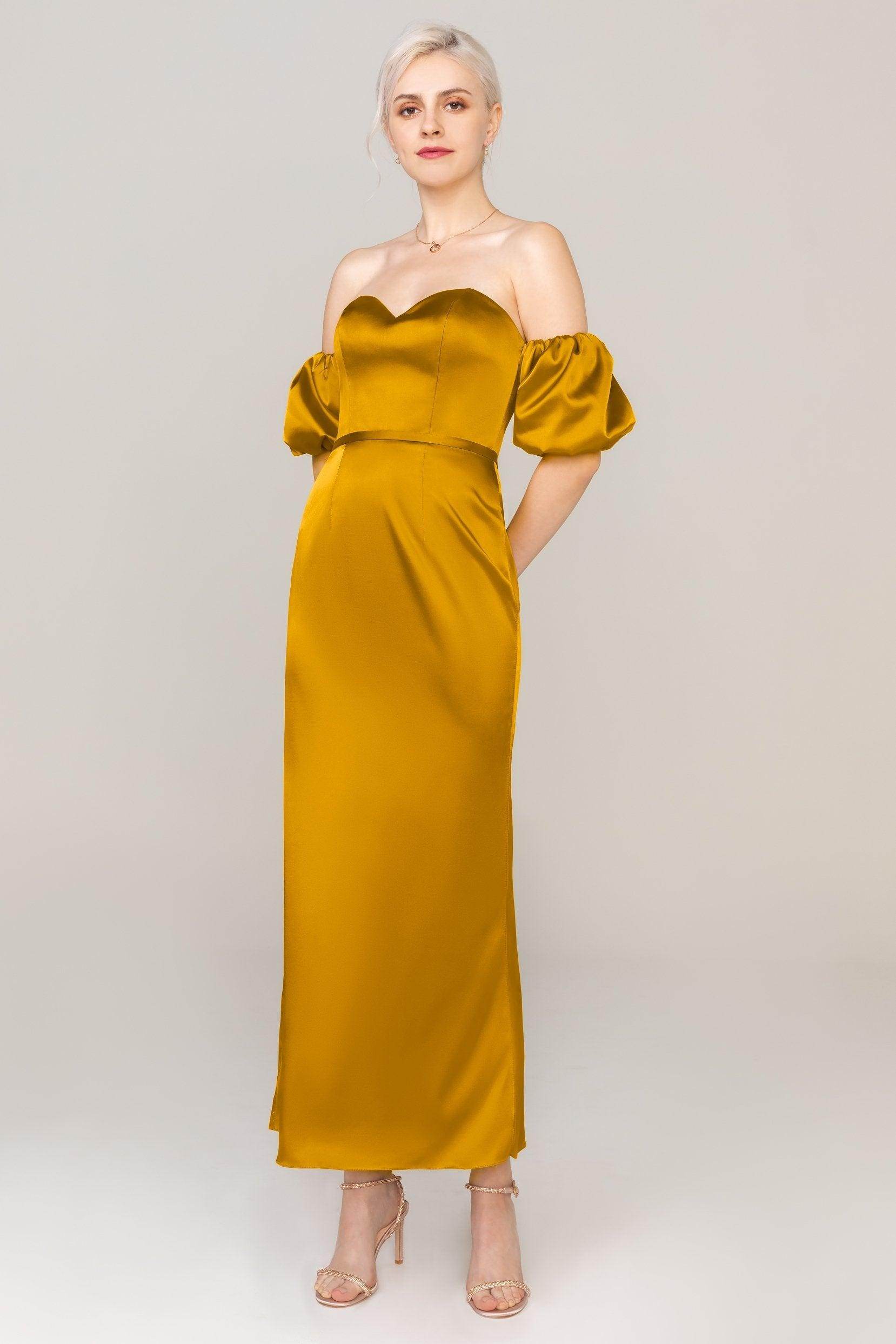 Sheath-Column Ankle Length Luxe Satin Dress COCOMELODY CS0306