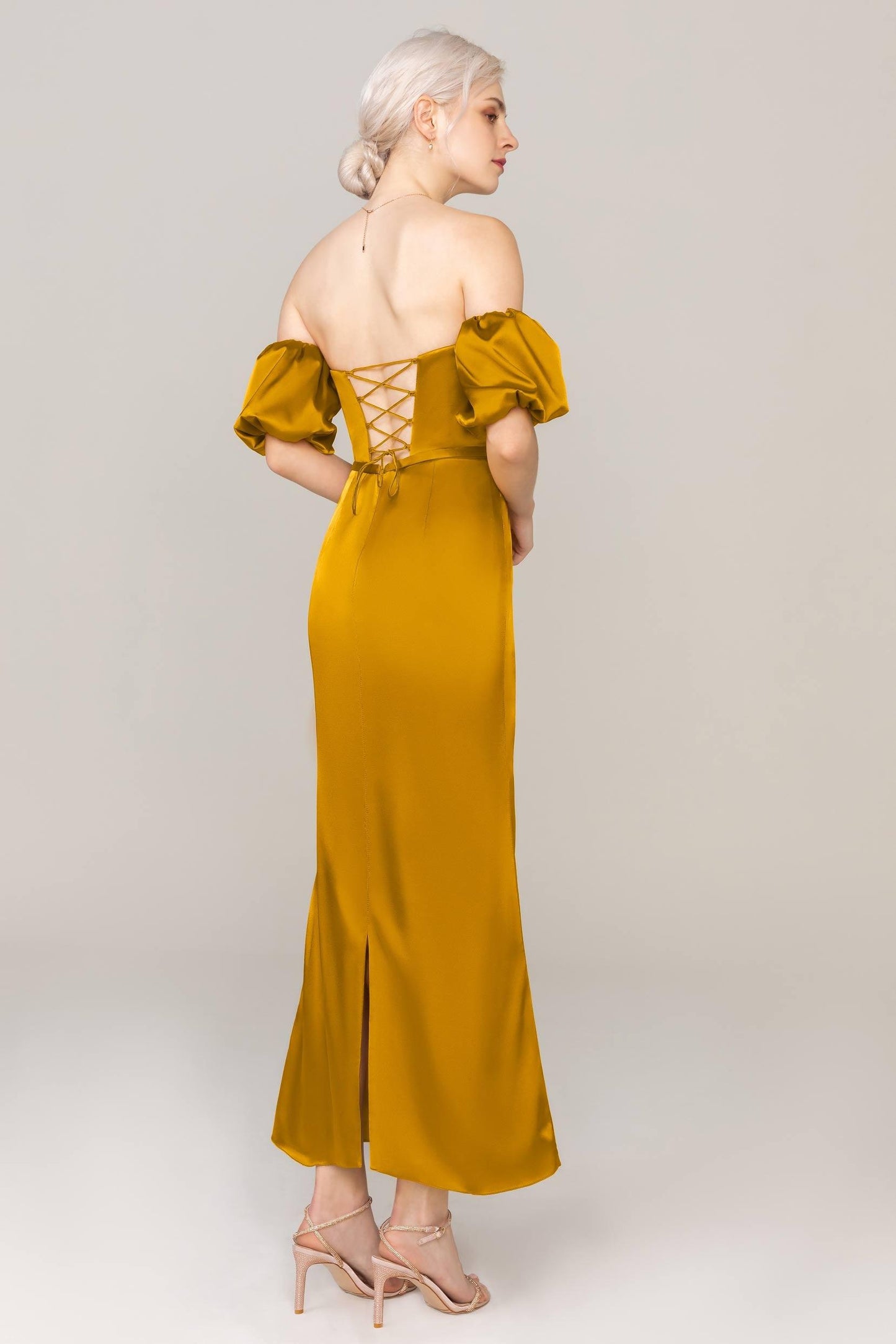 Sheath Ankle Length Luxe Satin Dress CS0306 - COCOMELODY