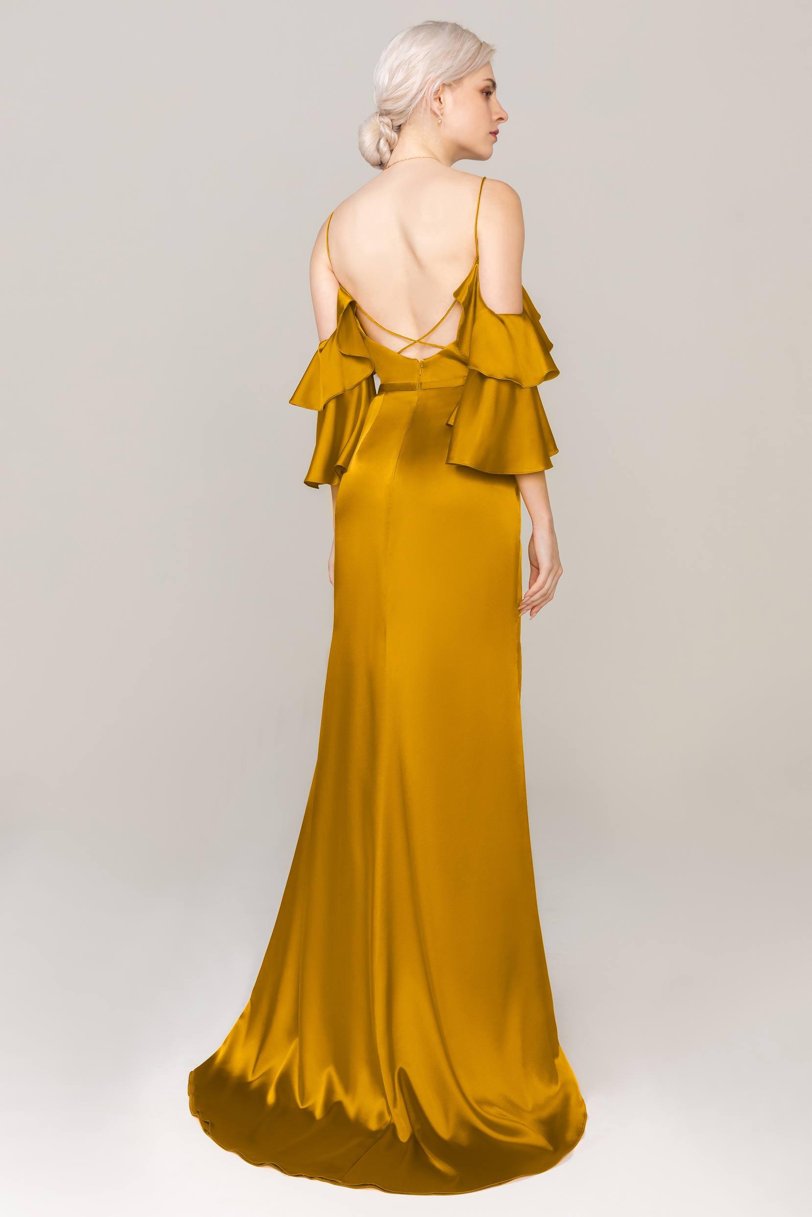 Sheath Sweep Train Luxe Satin Dress CS0310 - COCOMELODY