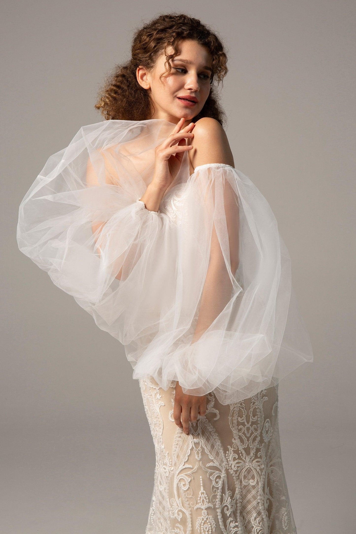 Trumpet Court Train Lace Knitted Fabric Wedding Dress CW2349 - COCOMELODY