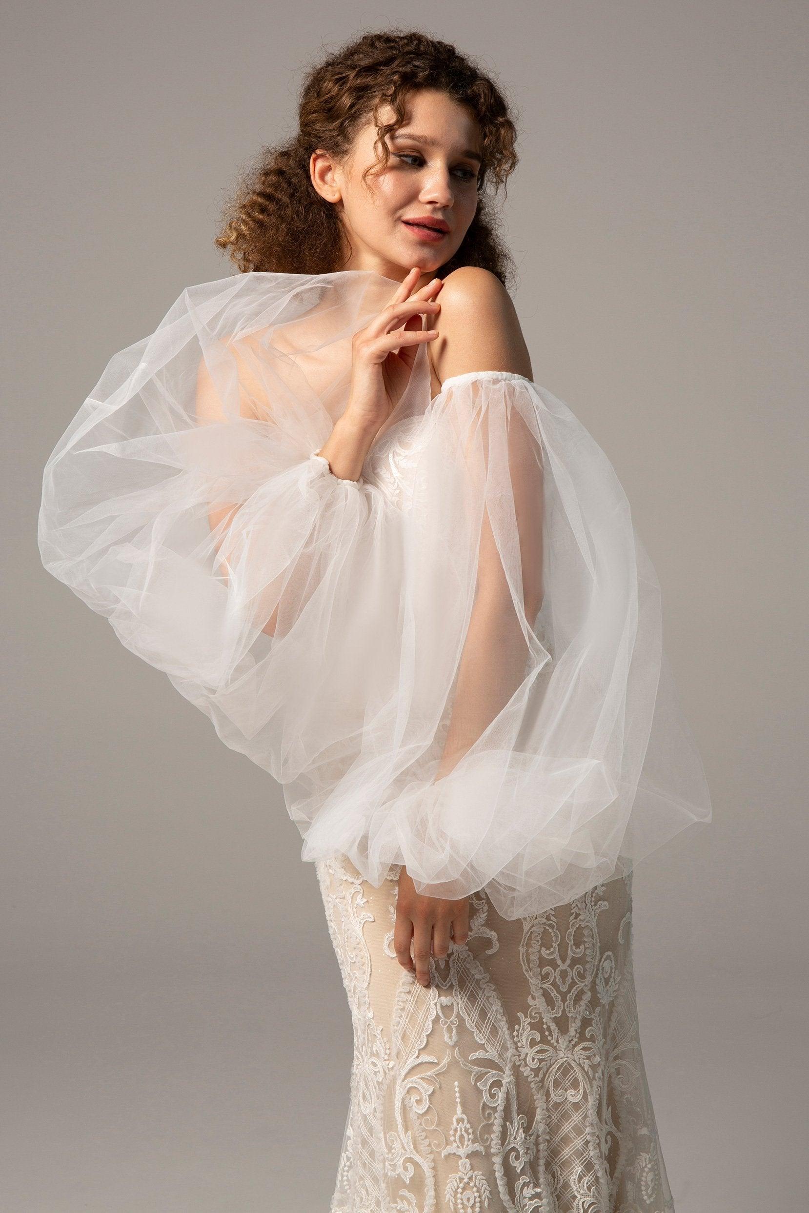 Trumpet Court Train Lace Knitted Fabric Wedding Dress CW2349 - COCOMELODY