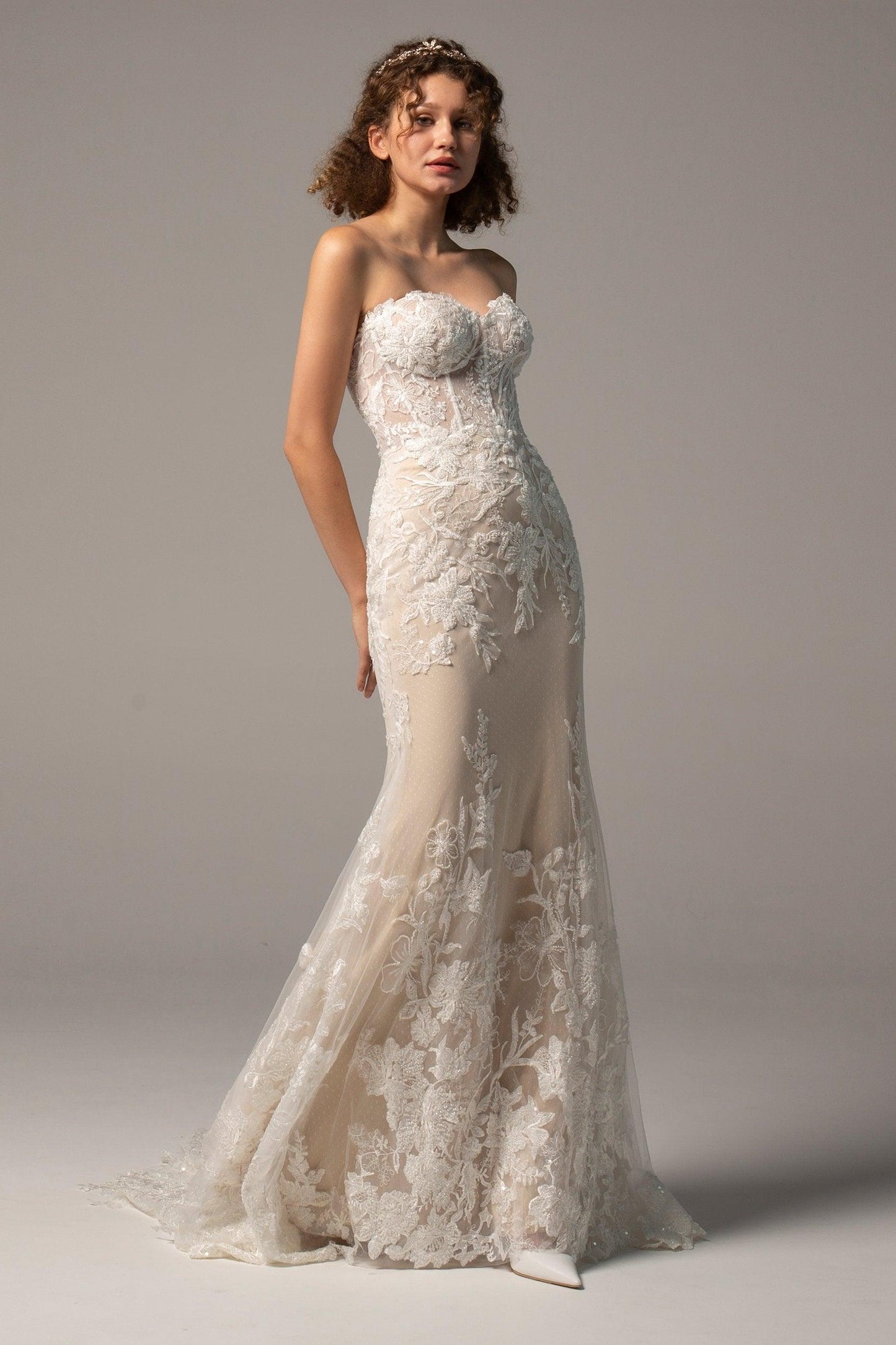 Trumpet Court Train Tulle Knitted Wedding Dress CW2360 - COCOMELODY
