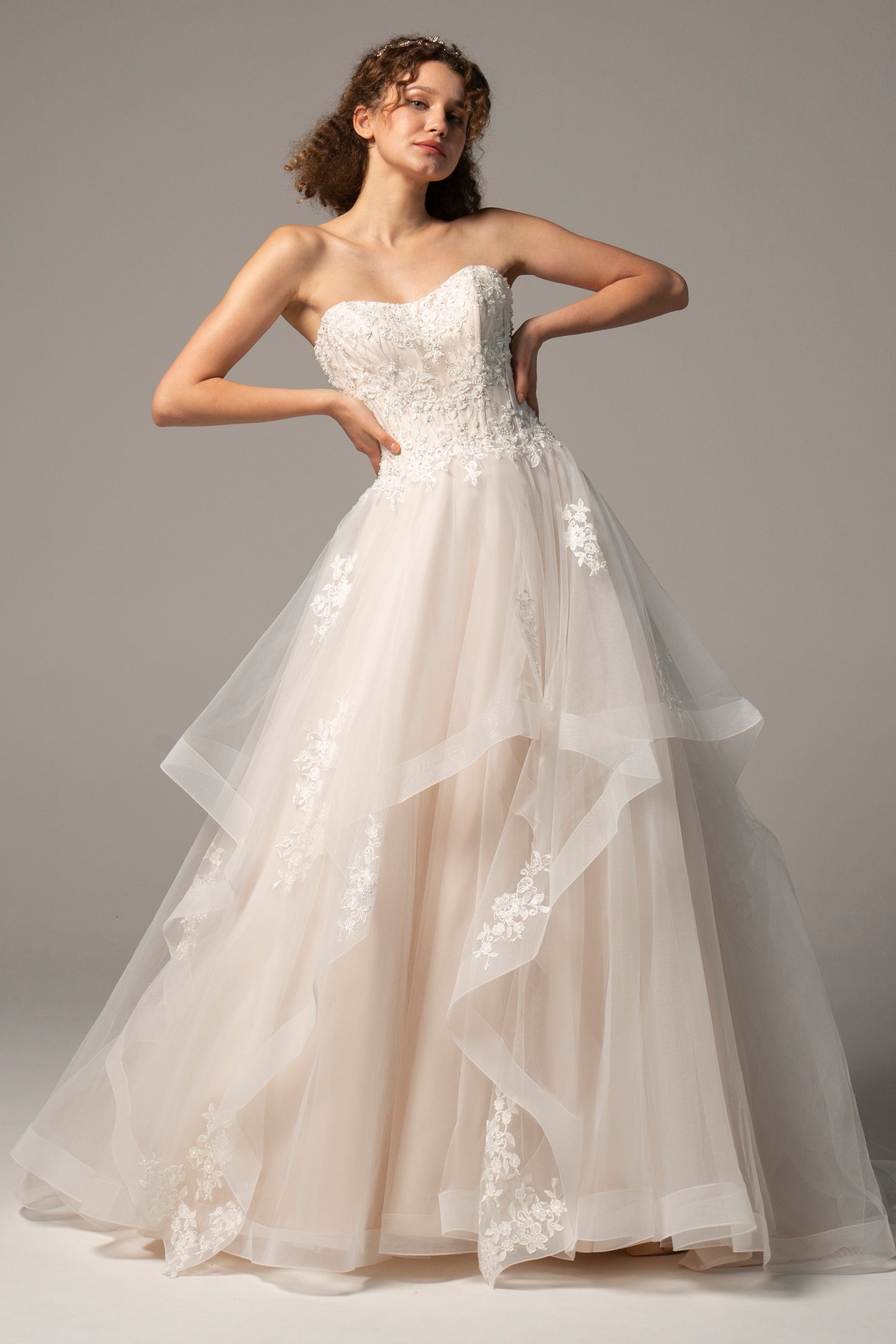 A-Line Court Train Tulle Wedding Dress CW2391