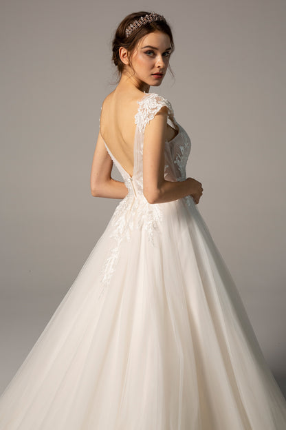 A-Line Court Train Tulle Wedding Dress CW2358