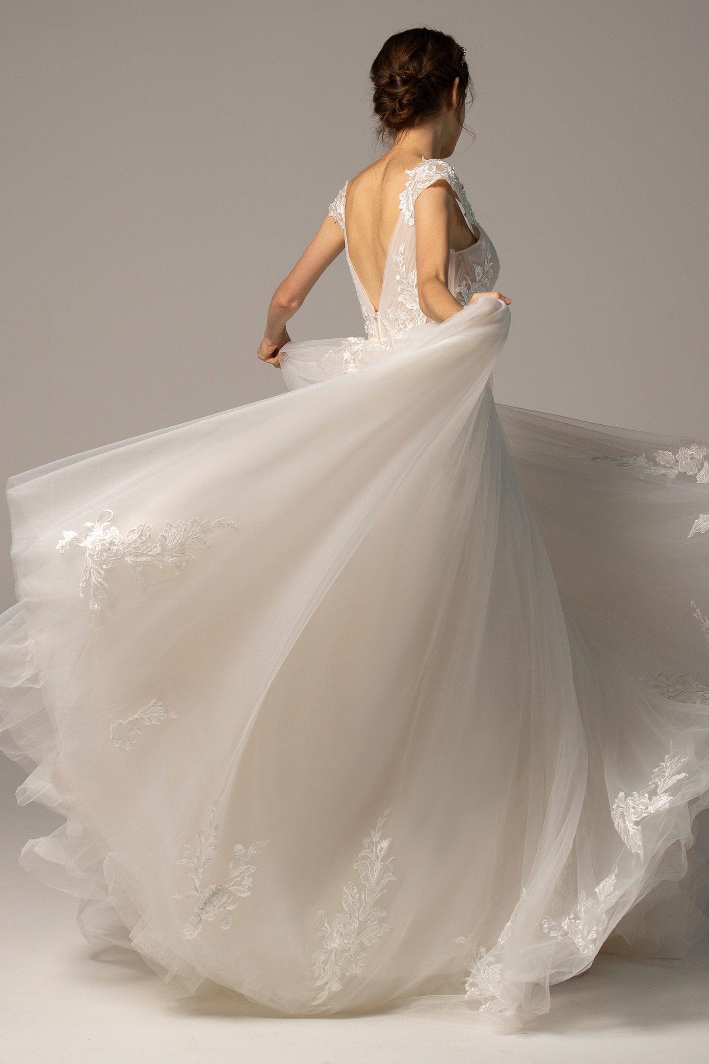 A-Line Court Train Tulle Wedding Dress CW2358