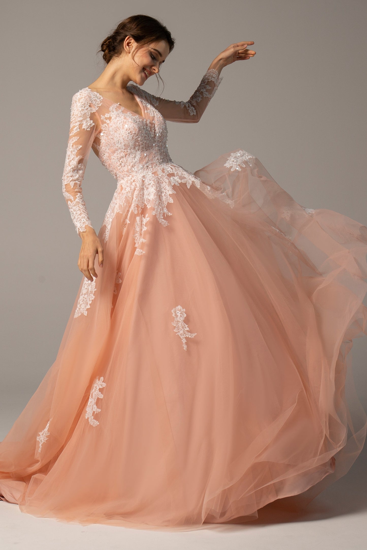 A-Line Court Train Tulle Wedding Dress CW2337