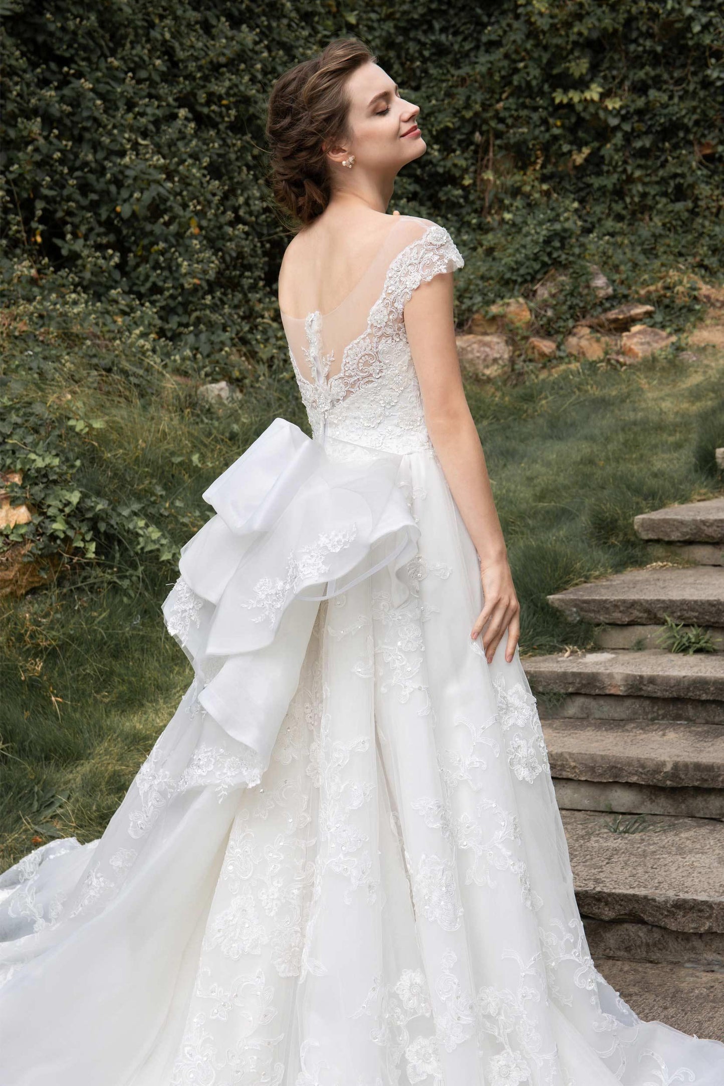 A-Line Cathedral Train Tulle Lace Wedding Dress CW2389 - COCOMELODY