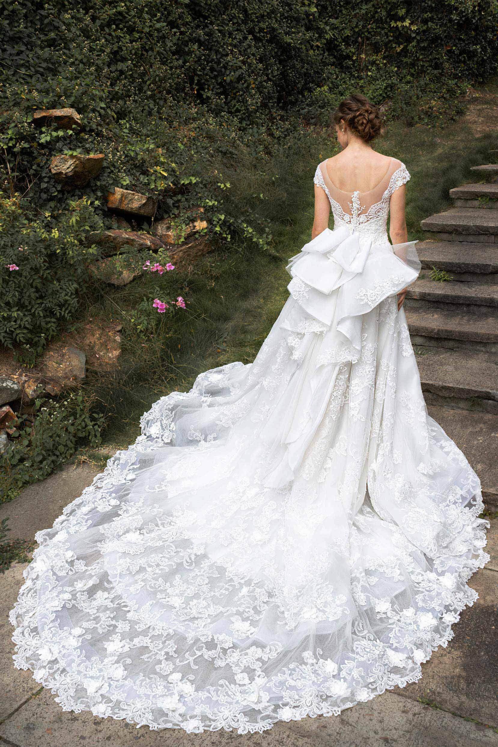a line cathedral train wedding dress Charming A-Line Cathedral Train Lace Wedding Dress COCOMELODY LD5766, 45 Days / Ivory / US4-UK6-EUR34