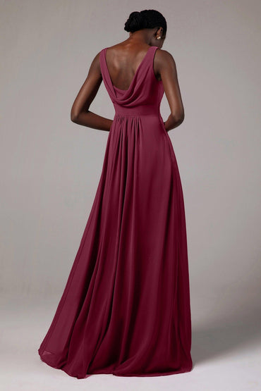 A-Line Floor Length Chiffon Bridesmaid Dress Formal Dresses CB0411