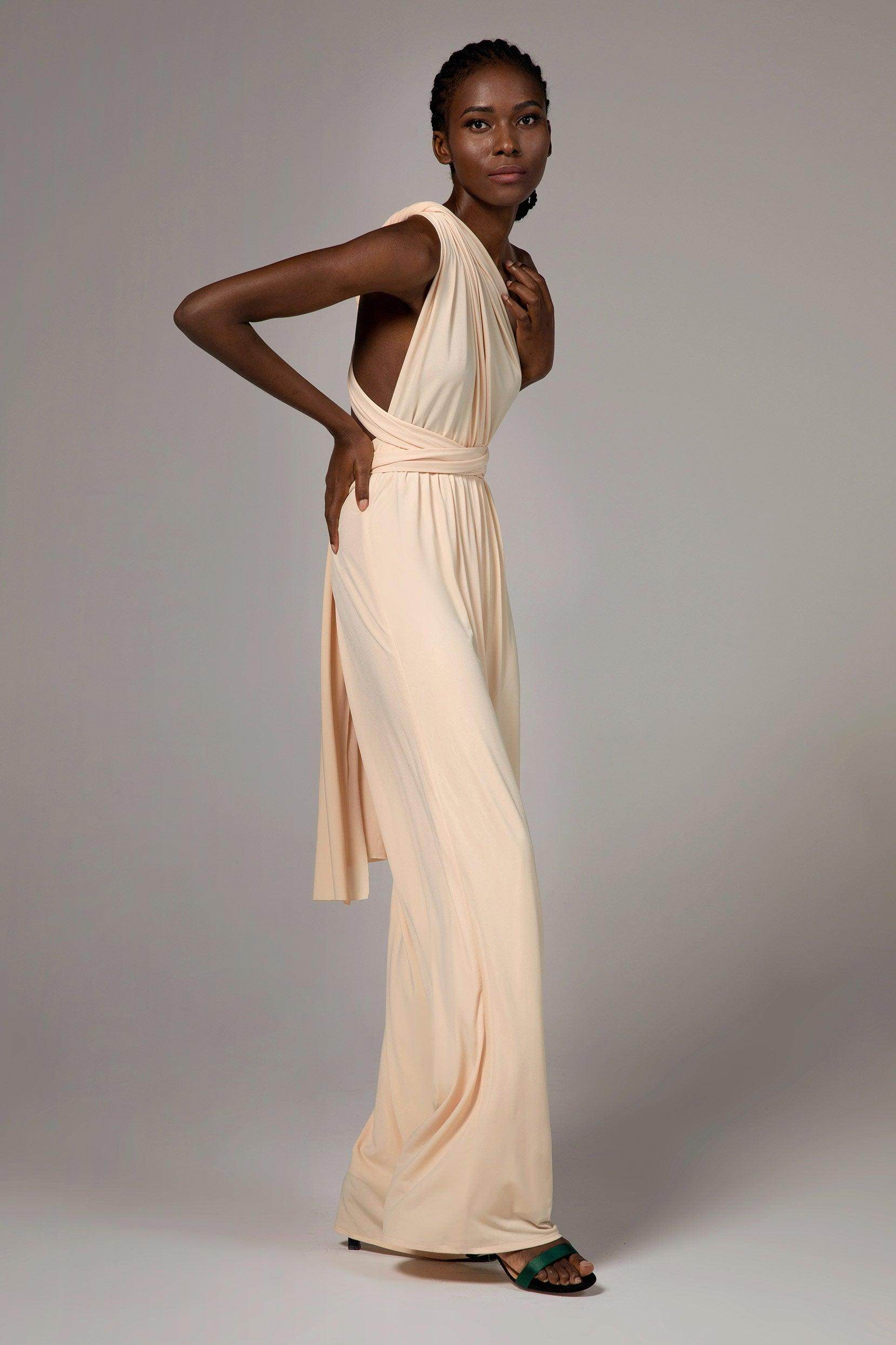 Jumpsuit Floor Length Knitted Fabric Bridesmaid Dress Formal Dresses CB0419 - COCOMELODY