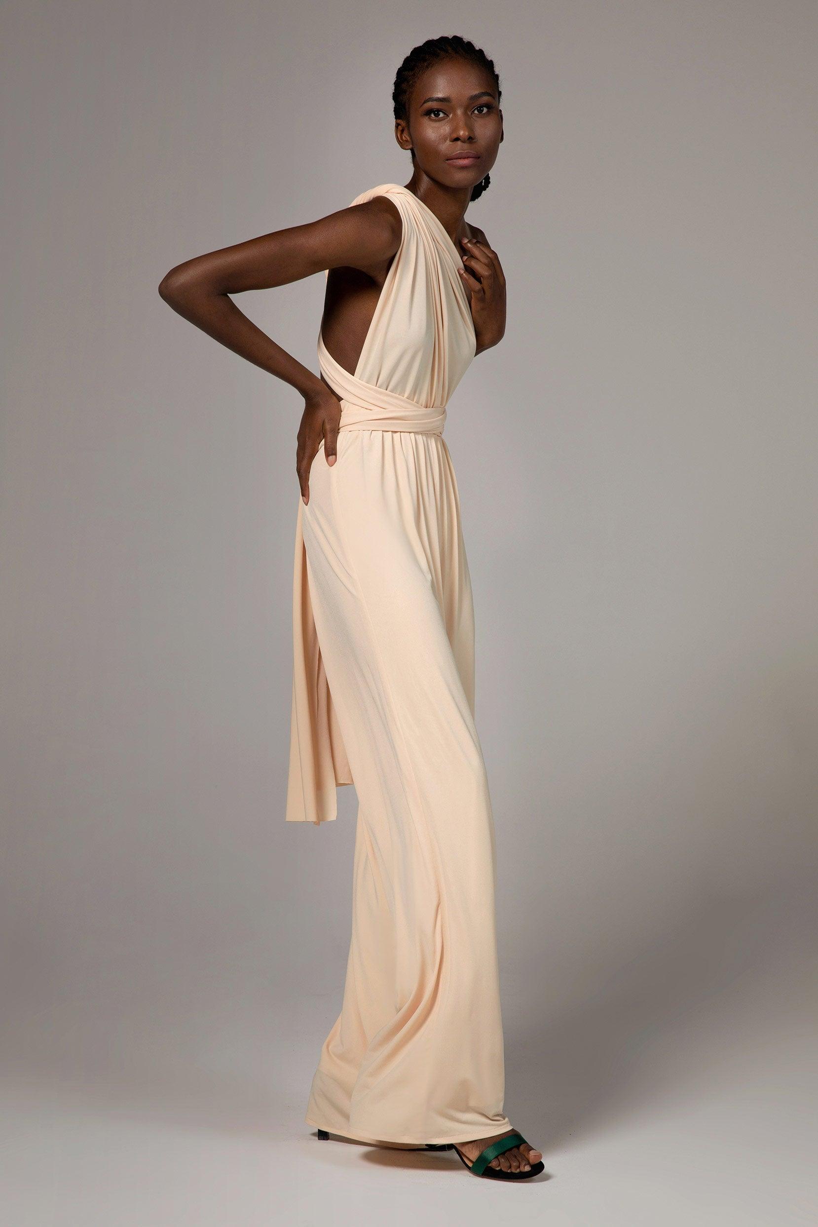 Jumpsuit Floor Length Knitted Fabric Bridesmaid Dress Formal Dresses CB0419 - COCOMELODY