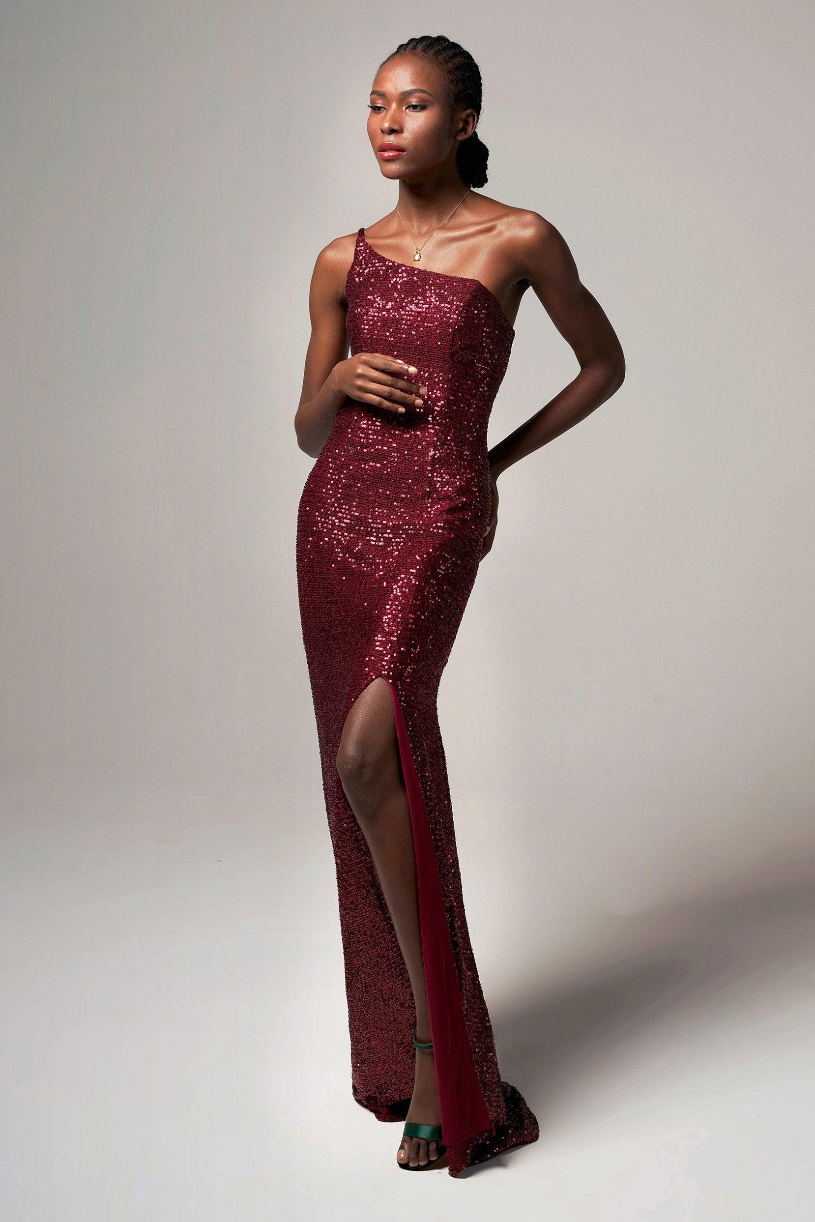 Trumpet-Mermaid Sweep-Brush Train Sequined Dress CB0406 - COCOMELODY