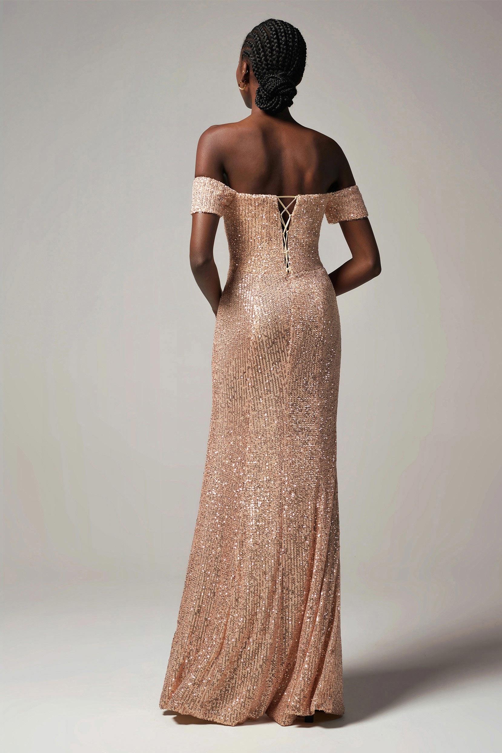 Sheath-Column Floor Length Sequined Dress CS0265 - COCOMELODY