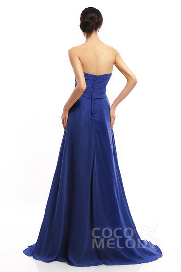A-Line Sweep-Brush Train Chiffon Dresses COLT14008 - COCOMELODY
