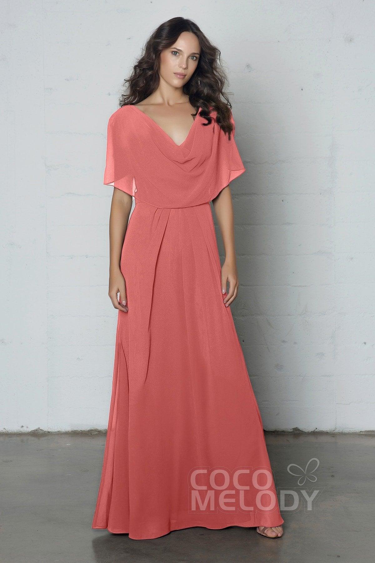 Sheath-Column Floor Length Chiffon Dress PR17014 - COCOMELODY