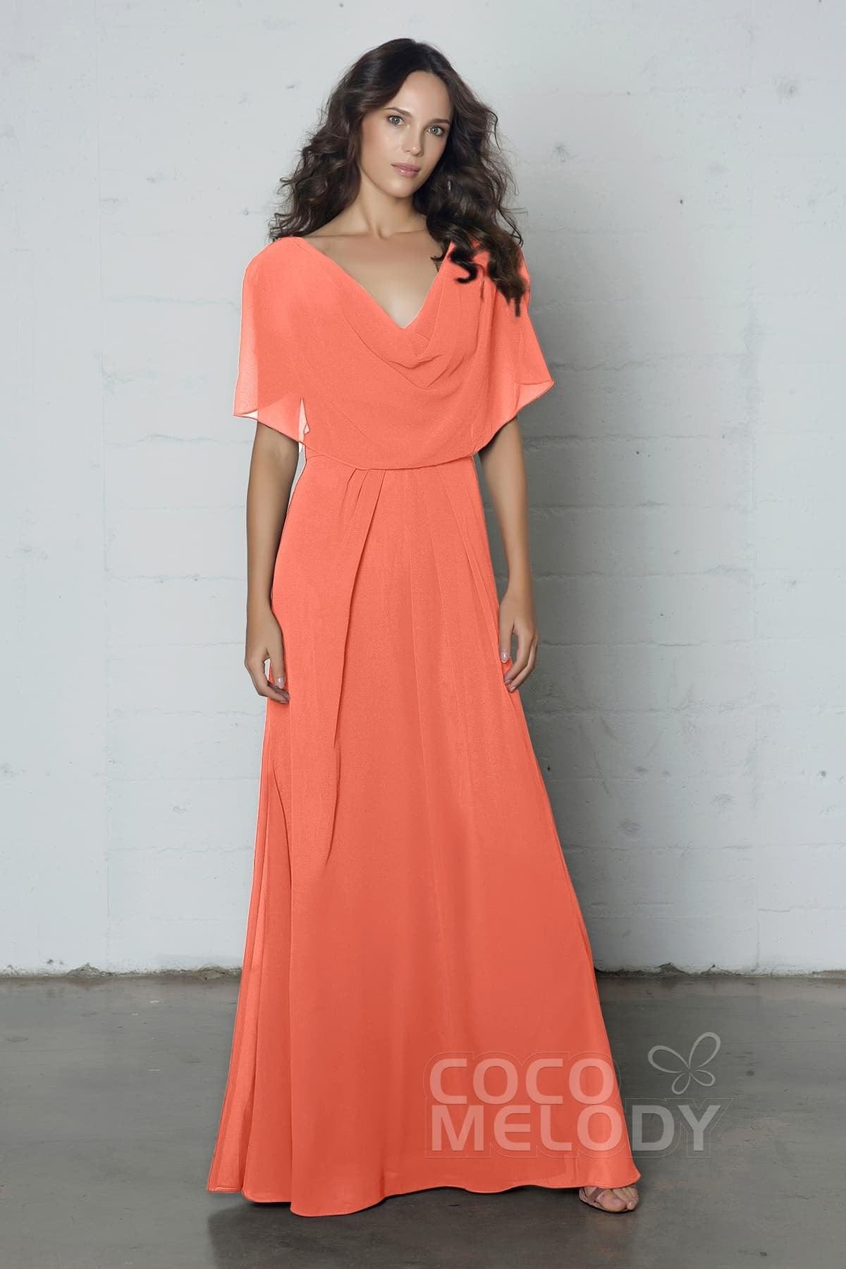 Sheath-Column Floor Length Chiffon Dress PR17014 - COCOMELODY