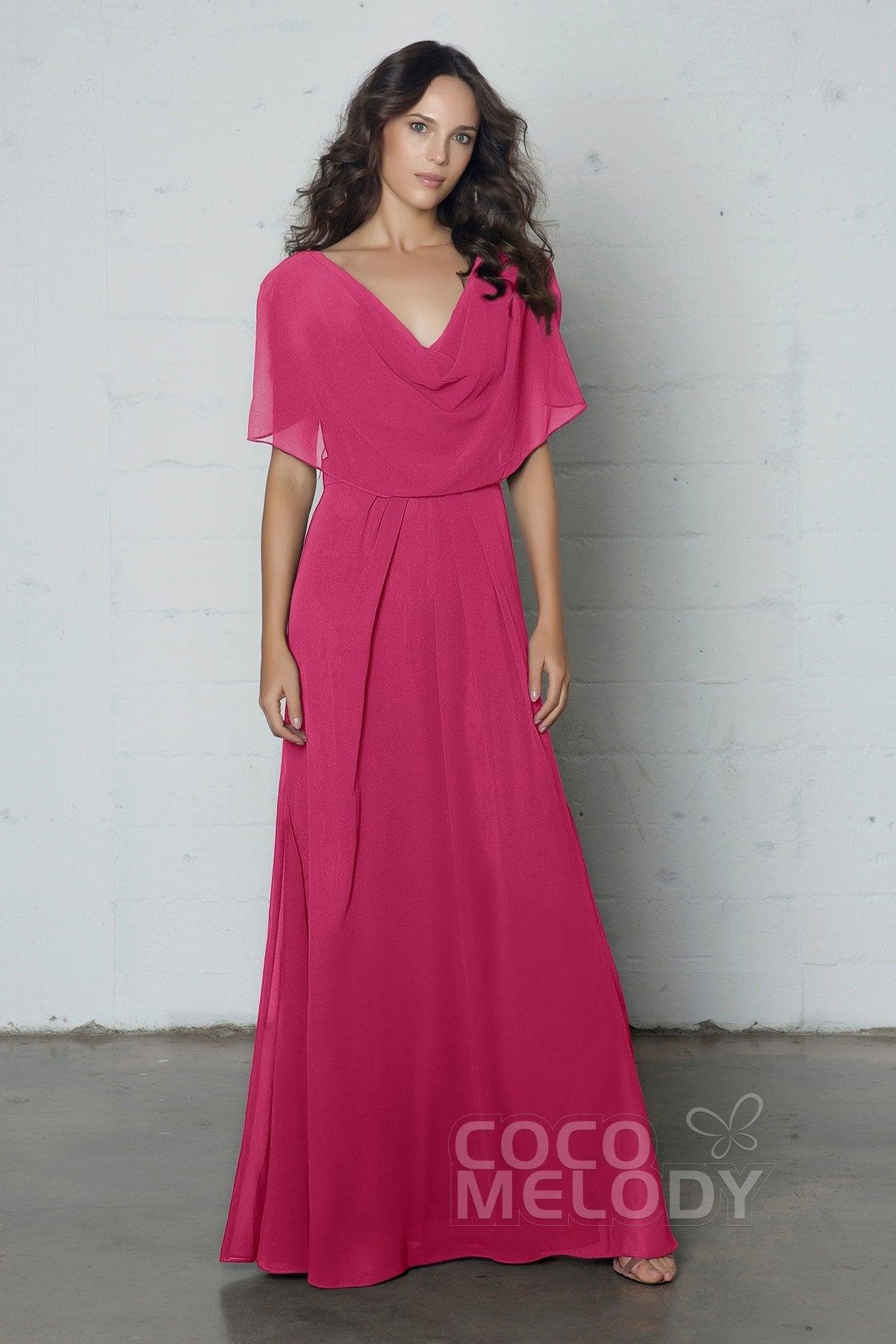 Sheath-Column Floor Length Chiffon Dress PR17014 - COCOMELODY