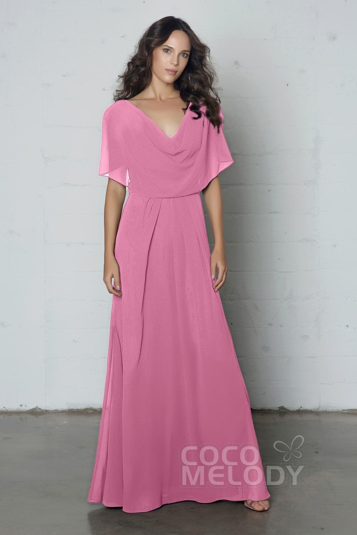 Sheath-Column Floor Length Chiffon Dress PR17014 - COCOMELODY