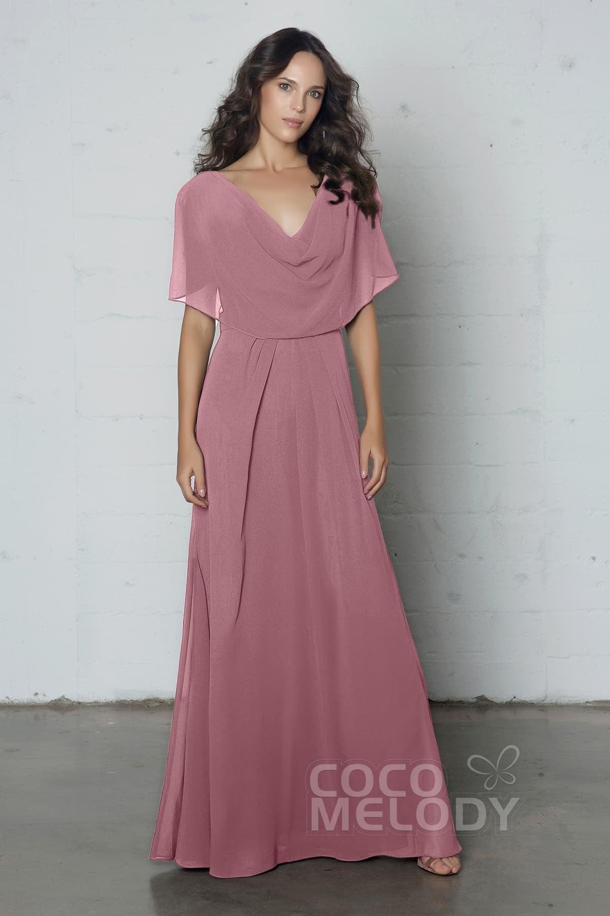 Sheath-Column Floor Length Chiffon Dress PR17014 - COCOMELODY