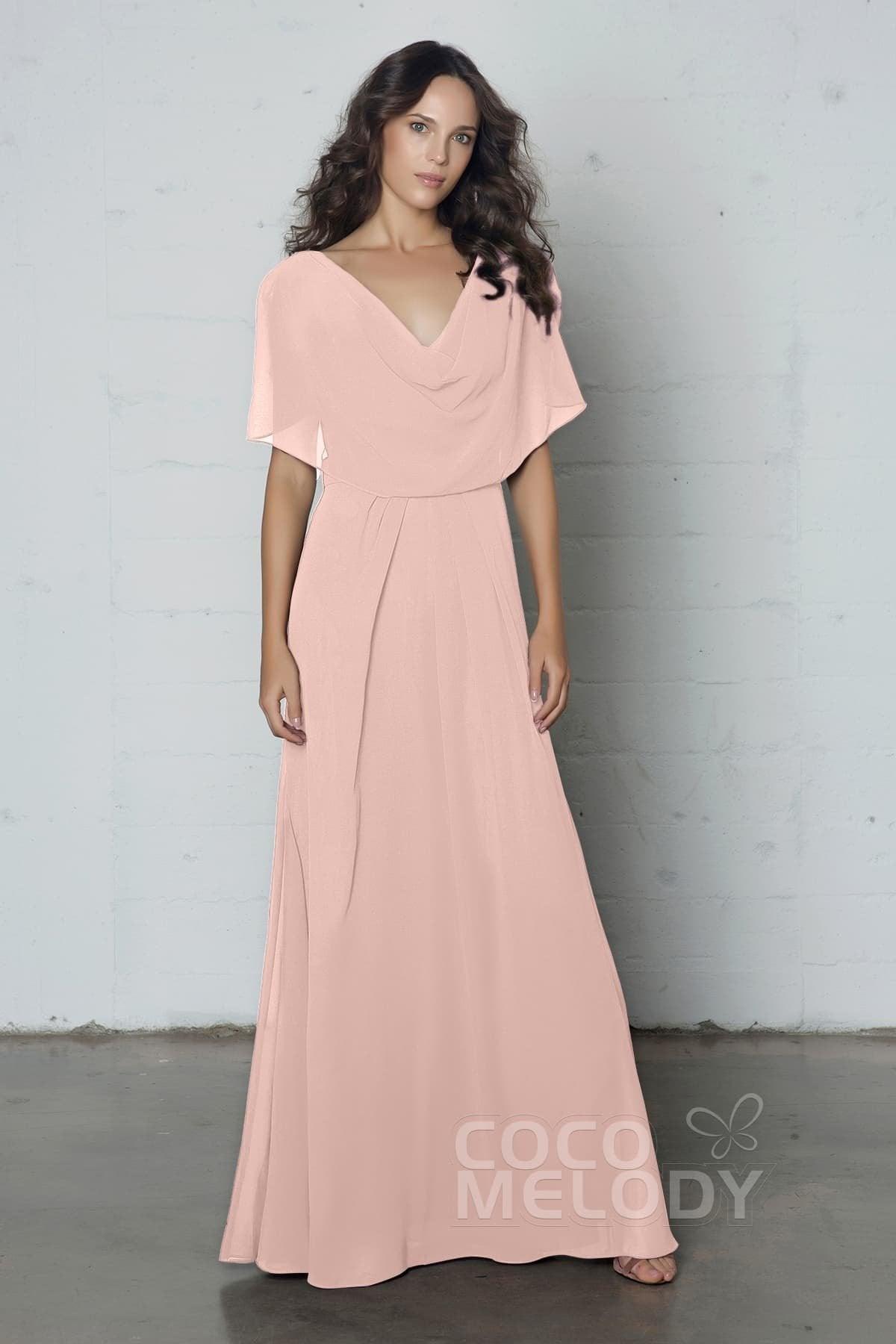Sheath-Column Floor Length Chiffon Dress PR17014 - COCOMELODY