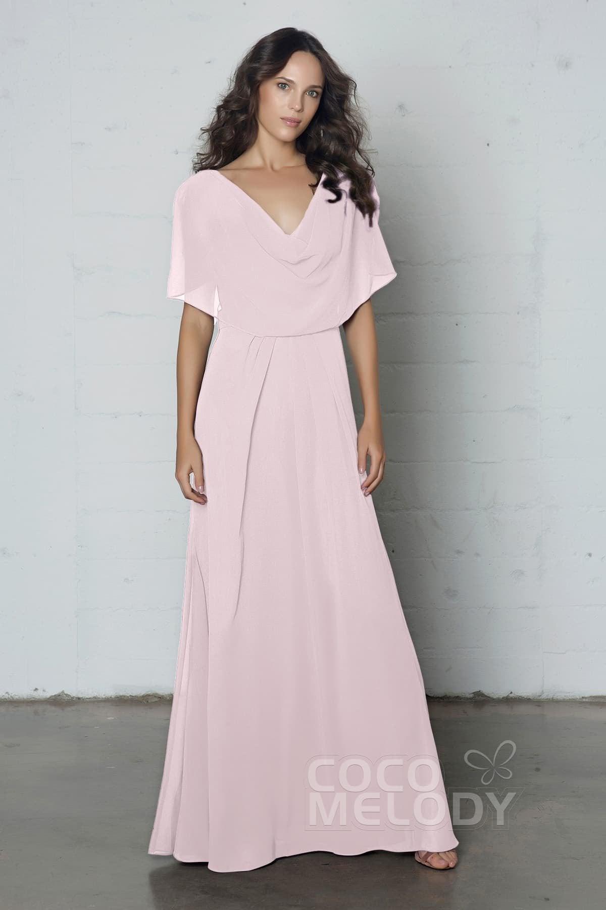 Sheath-Column Floor Length Chiffon Dress PR17014 - COCOMELODY