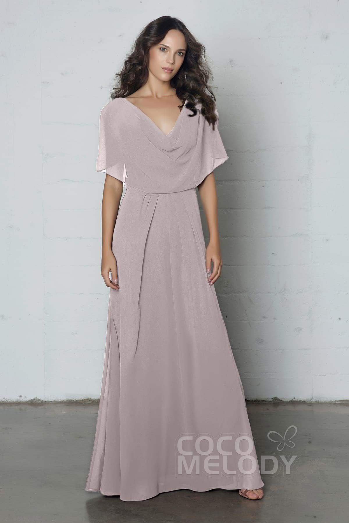 Sheath-Column Floor Length Chiffon Dress PR17014 - COCOMELODY