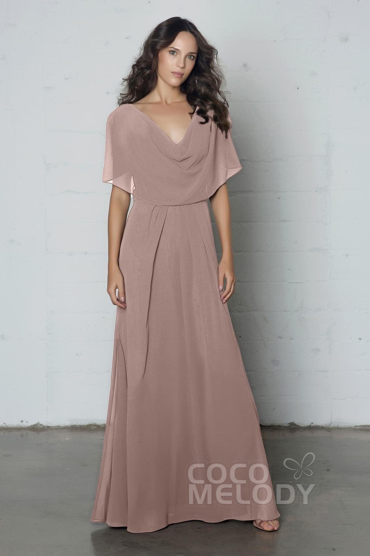Sheath-Column Floor Length Chiffon Dress PR17014 - COCOMELODY
