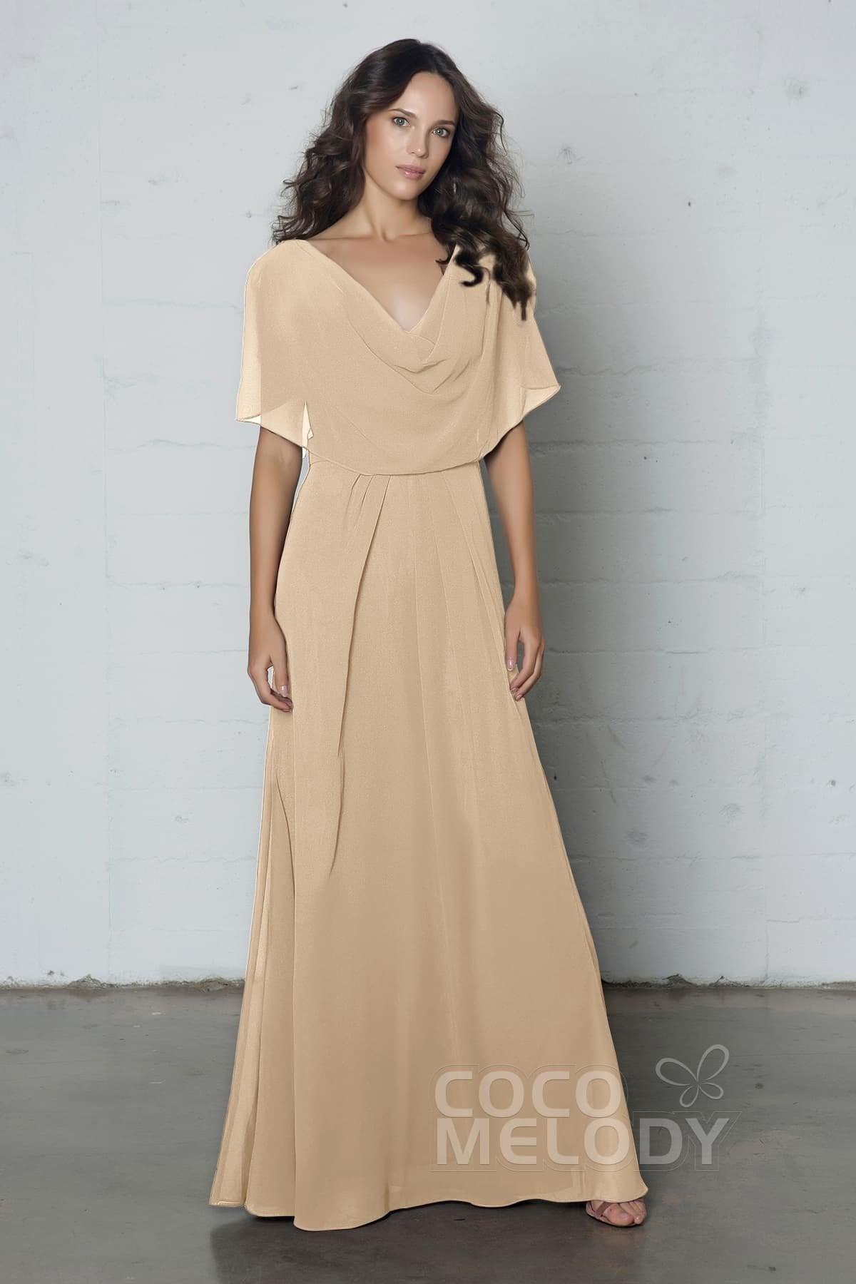 Sheath-Column Floor Length Chiffon Dress PR17014 - COCOMELODY