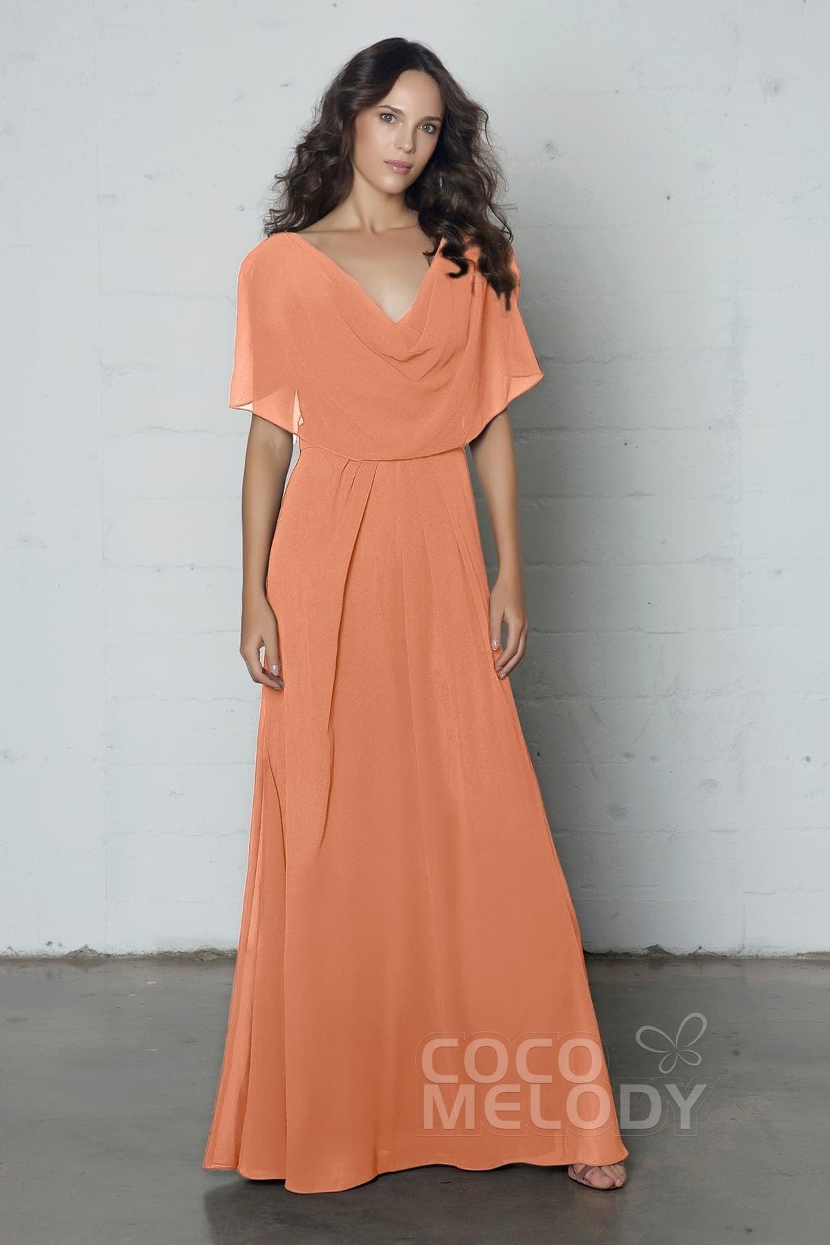 Sheath-Column Floor Length Chiffon Dress PR17014 - COCOMELODY