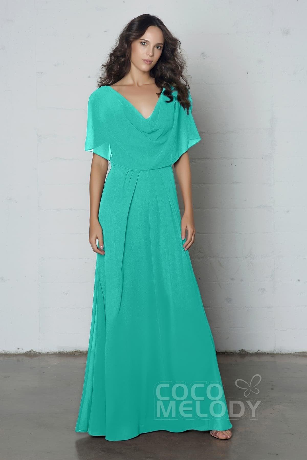 Sheath-Column Floor Length Chiffon Dress PR17014 - COCOMELODY