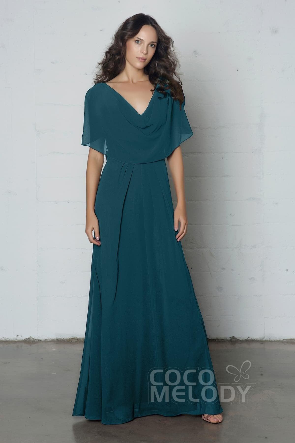 Sheath-Column Floor Length Chiffon Dress PR17014 - COCOMELODY