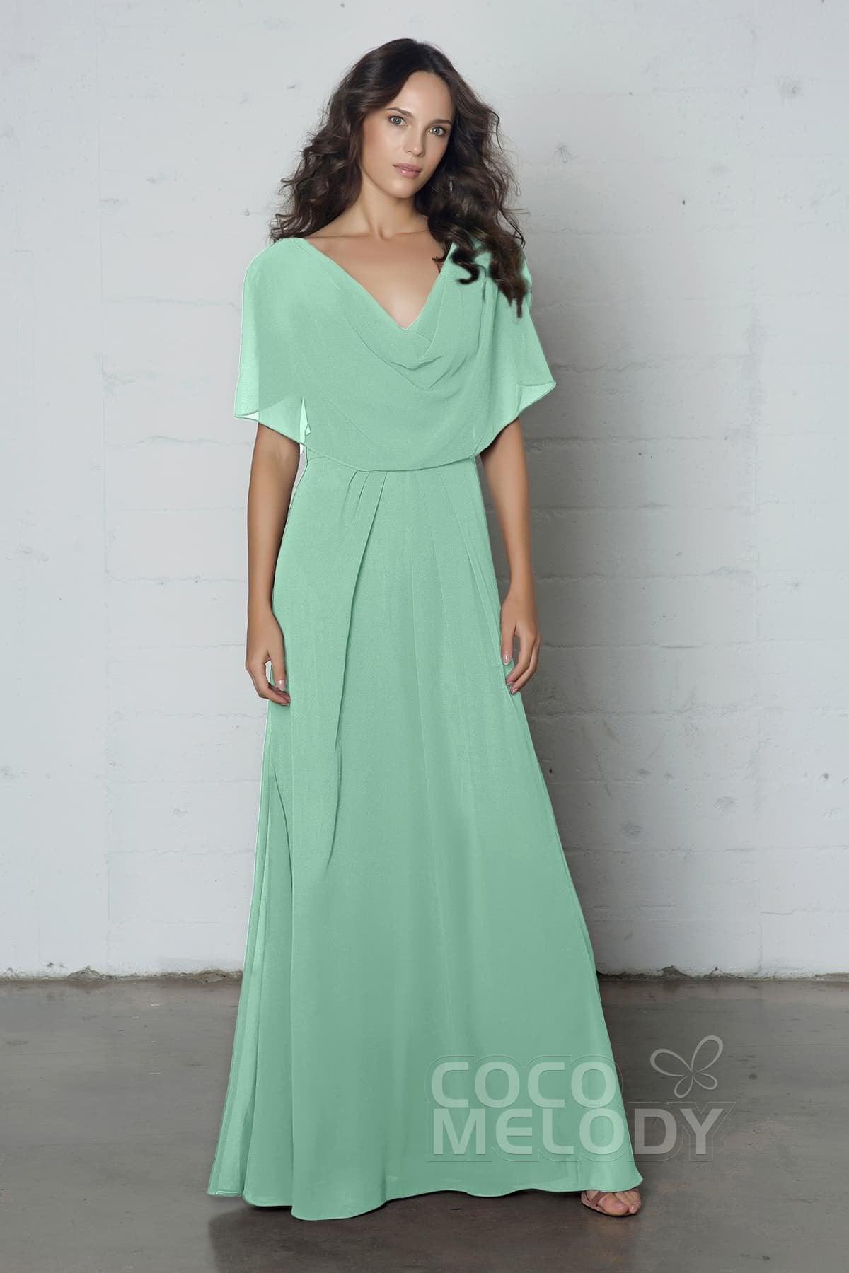 Sheath-Column Floor Length Chiffon Dress PR17014 - COCOMELODY