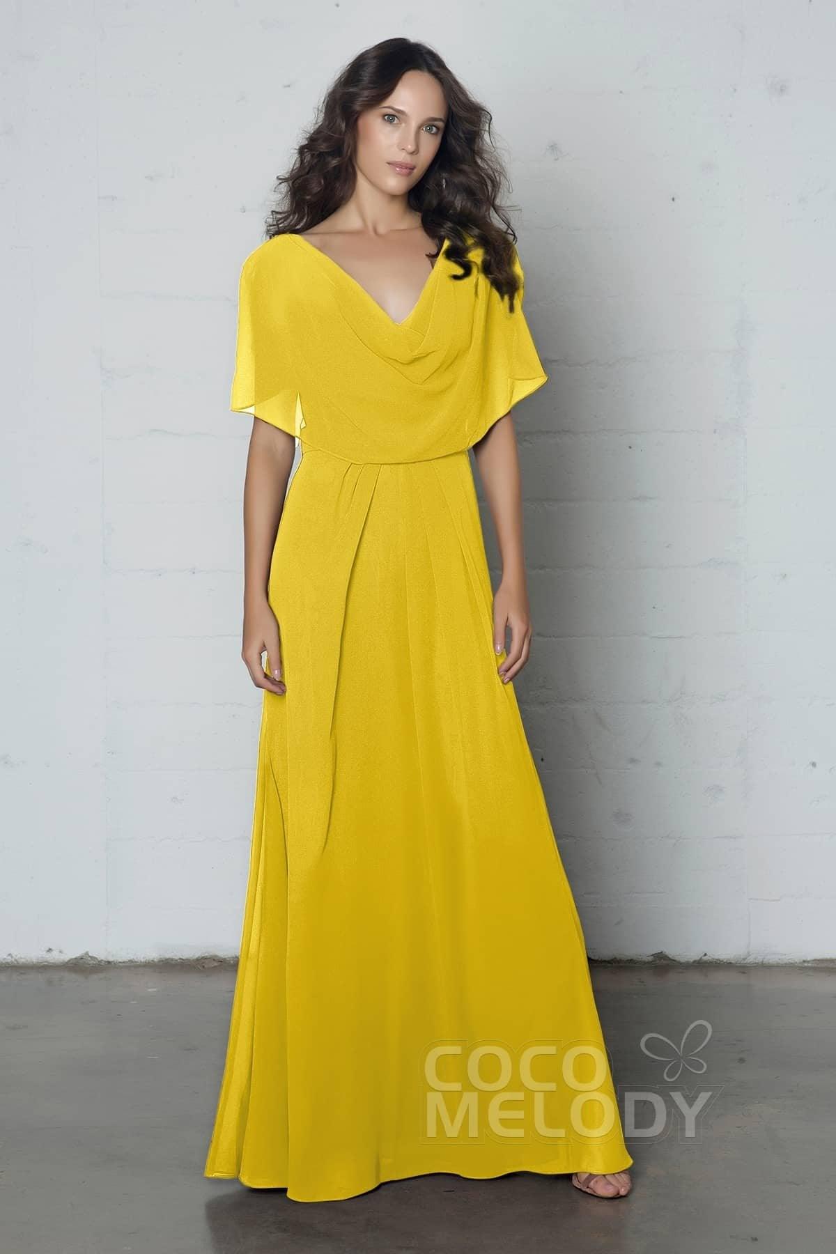 Sheath-Column Floor Length Chiffon Dress PR17014 - COCOMELODY