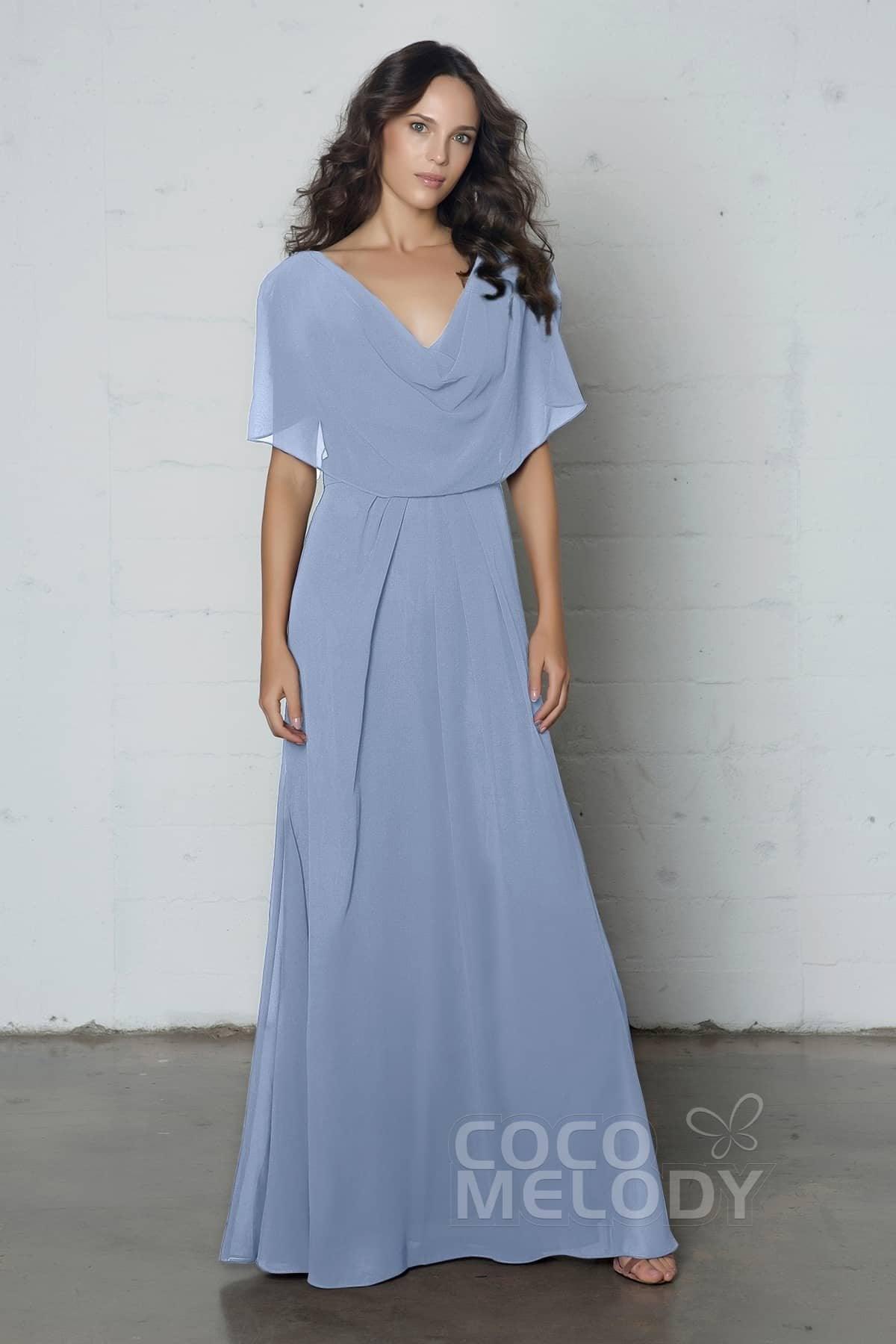 Sheath-Column Floor Length Chiffon Dress PR17014 - COCOMELODY