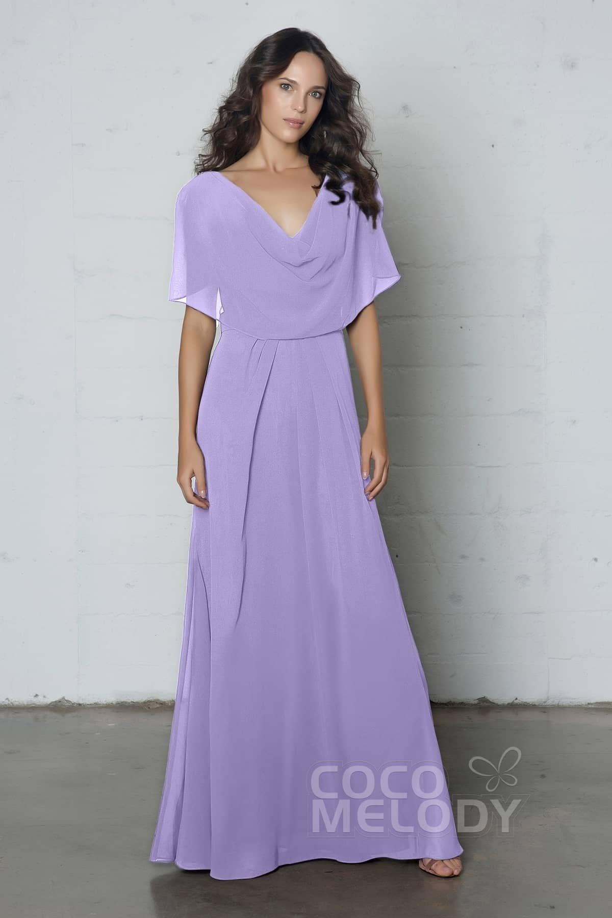 Sheath-Column Floor Length Chiffon Dress PR17014 - COCOMELODY