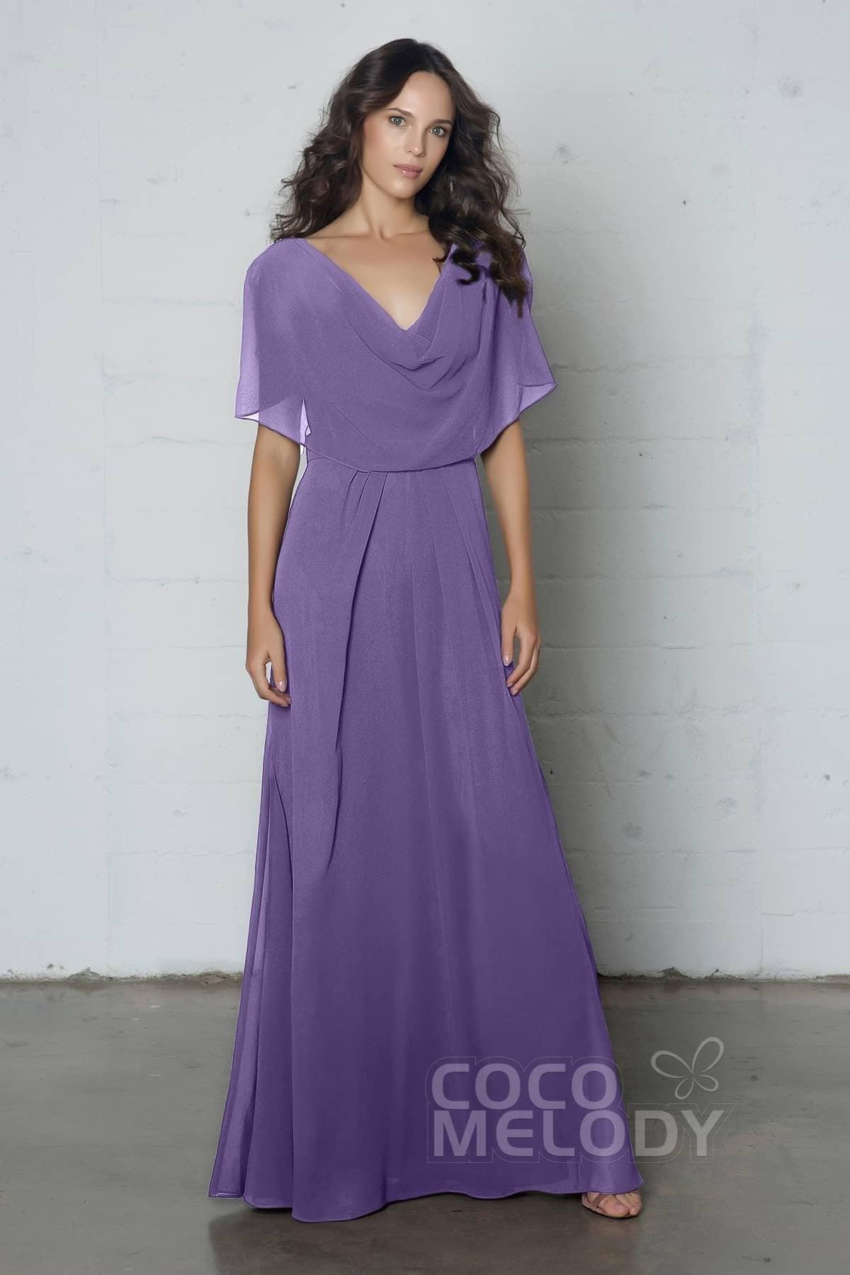 Sheath-Column Floor Length Chiffon Dress PR17014 - COCOMELODY