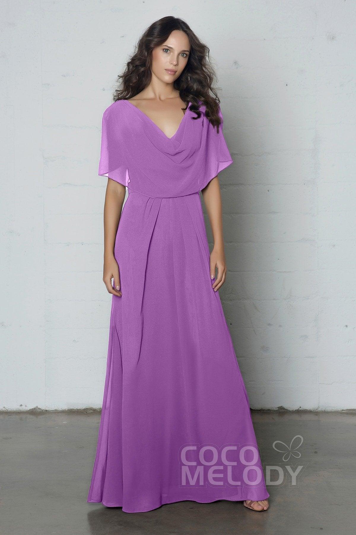 Sheath-Column Floor Length Chiffon Dress PR17014 - COCOMELODY