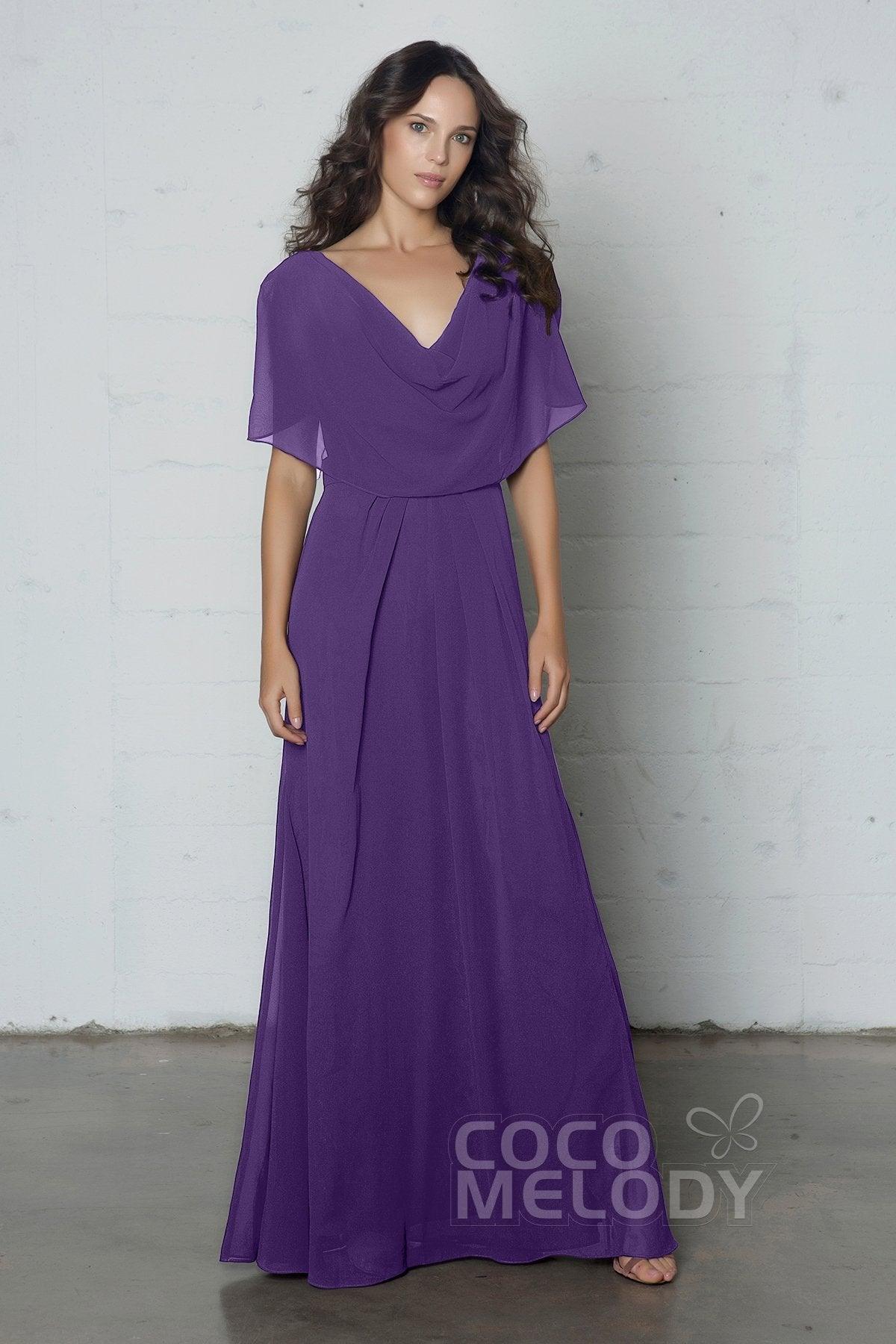 Sheath-Column Floor Length Chiffon Dress PR17014 - COCOMELODY