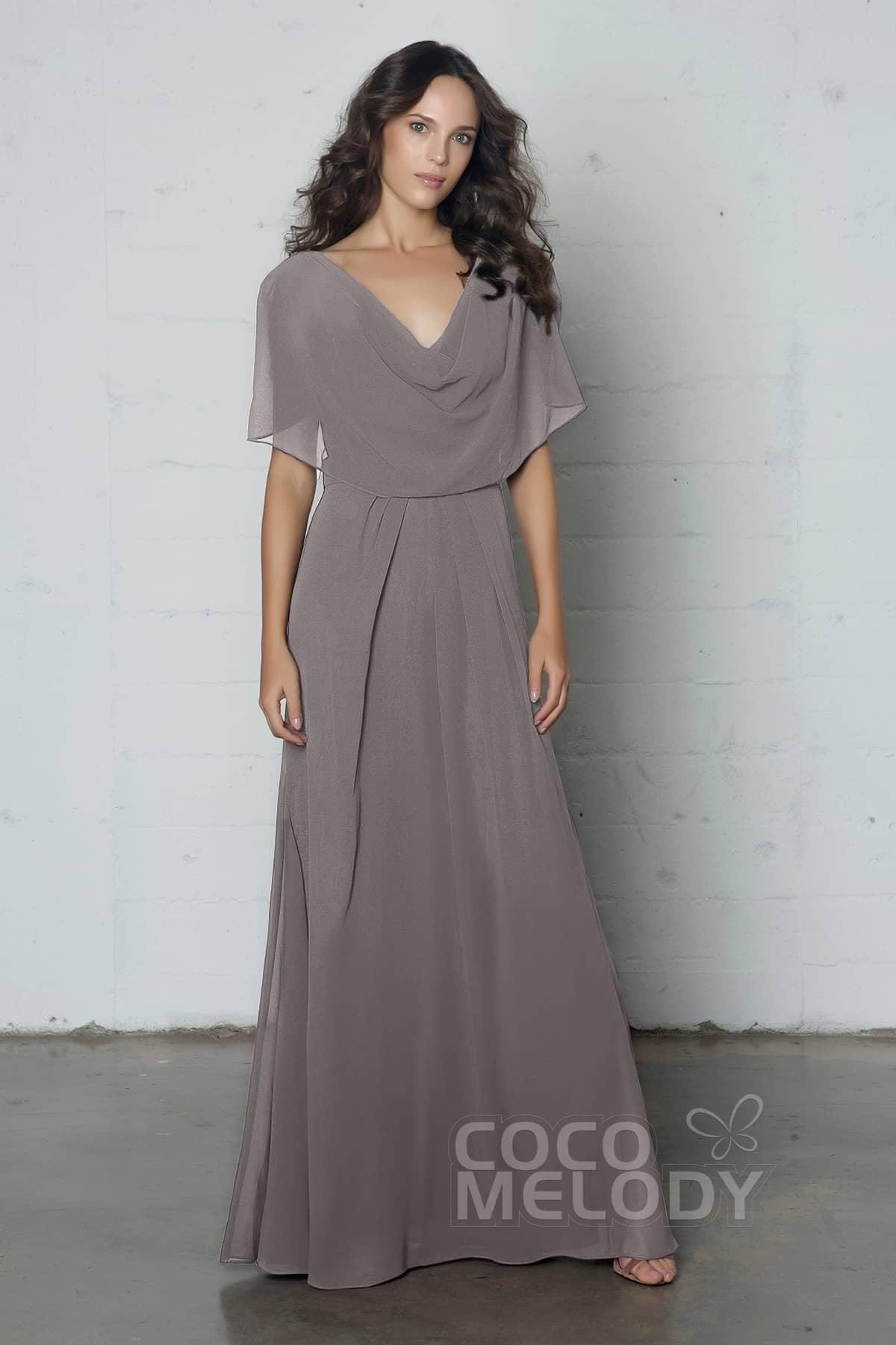 Sheath-Column Floor Length Chiffon Dress PR17014 - COCOMELODY