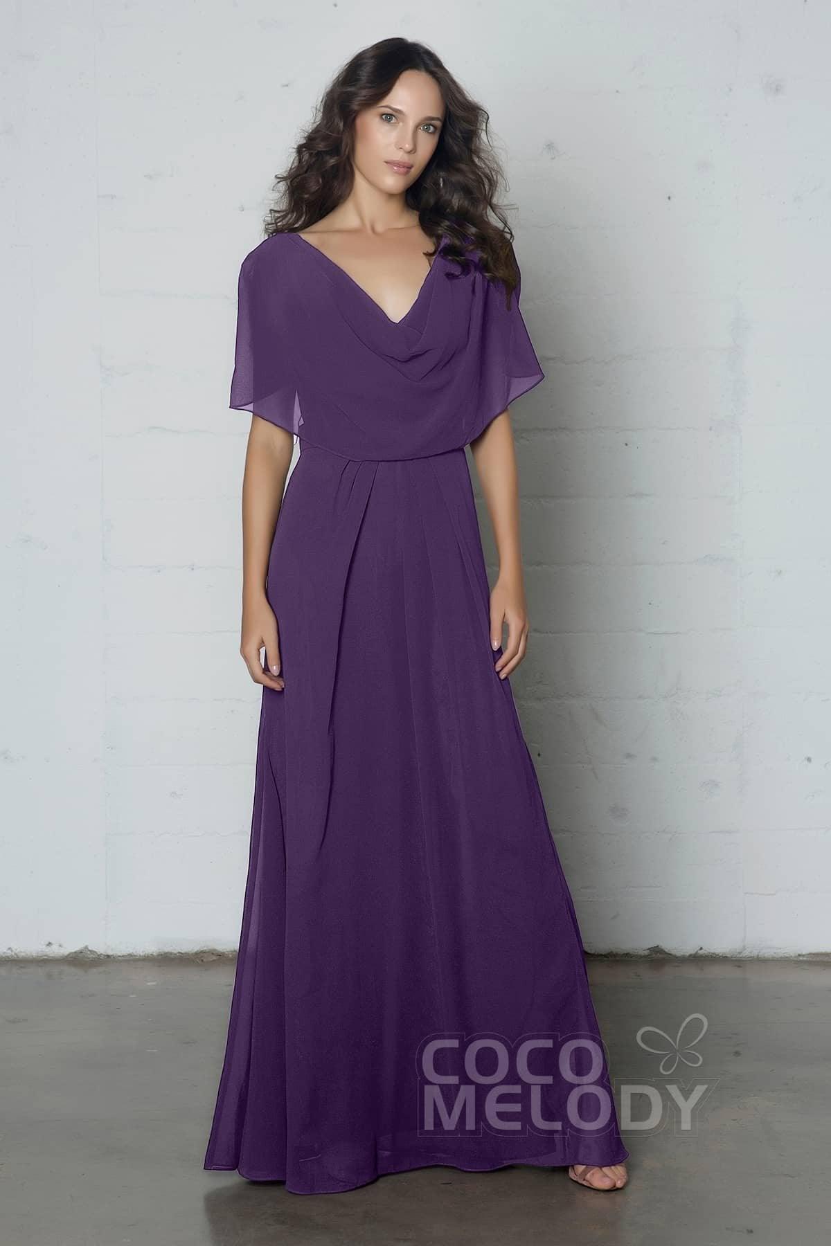 Sheath-Column Floor Length Chiffon Dress PR17014 - COCOMELODY