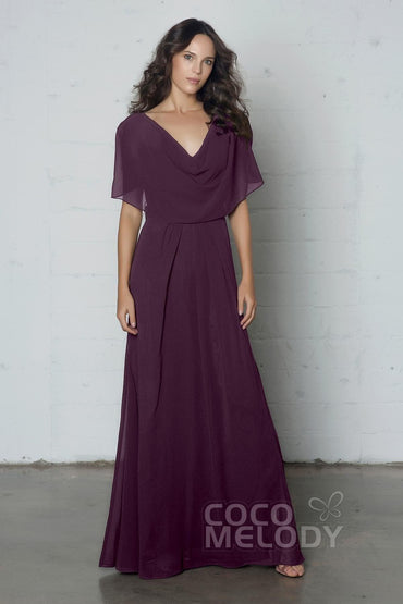 Sheath-Column Floor Length Chiffon Dress PR17014 - COCOMELODY