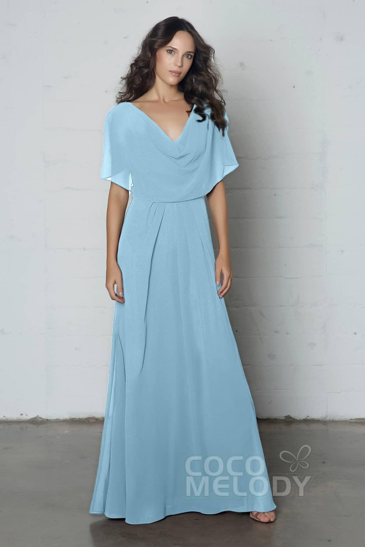 Sheath-Column Floor Length Chiffon Dress PR17014 - COCOMELODY