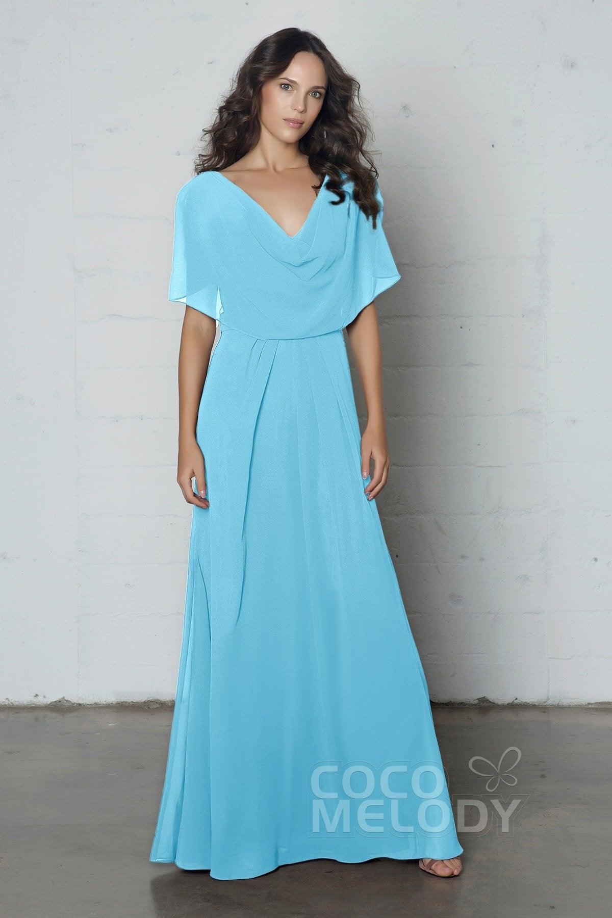 Sheath-Column Floor Length Chiffon Dress PR17014 - COCOMELODY