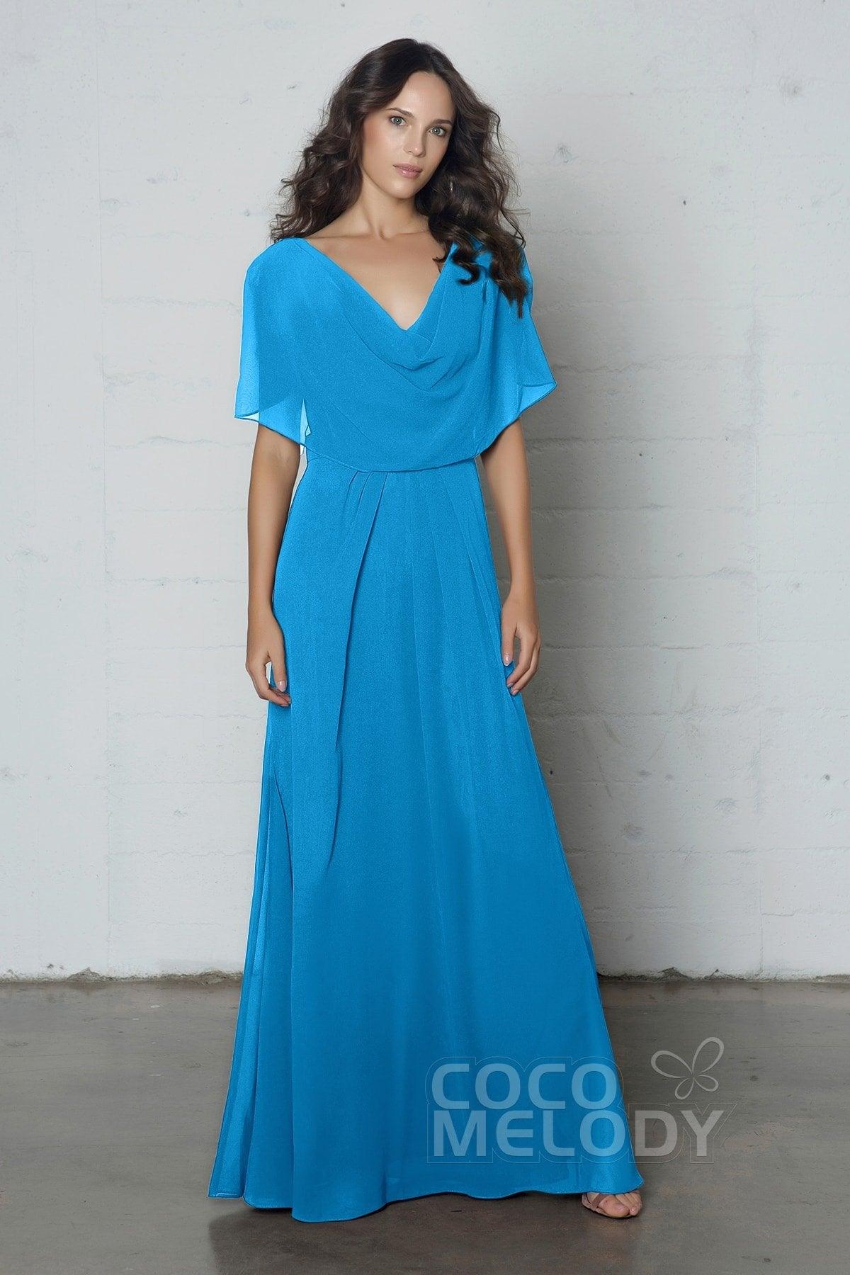 Sheath-Column Floor Length Chiffon Dress PR17014 - COCOMELODY