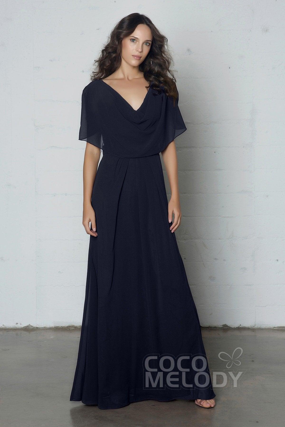 Sheath-Column Floor Length Chiffon Dress PR17014 - COCOMELODY