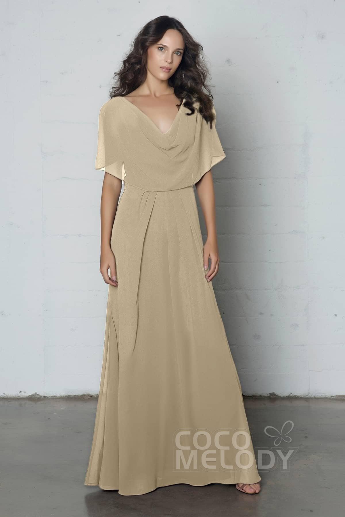 Sheath-Column Floor Length Chiffon Dress PR17014 - COCOMELODY