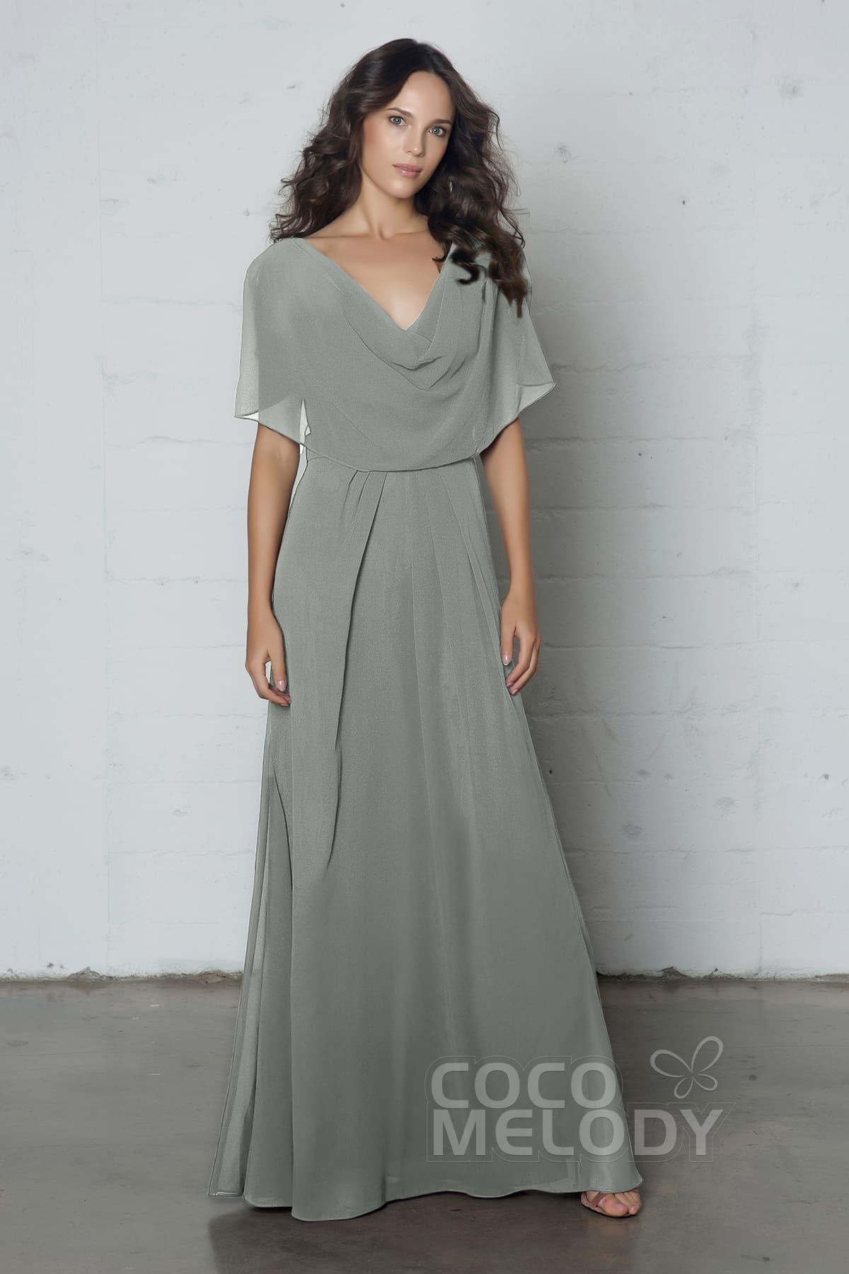 Sheath-Column Floor Length Chiffon Dress PR17014 - COCOMELODY